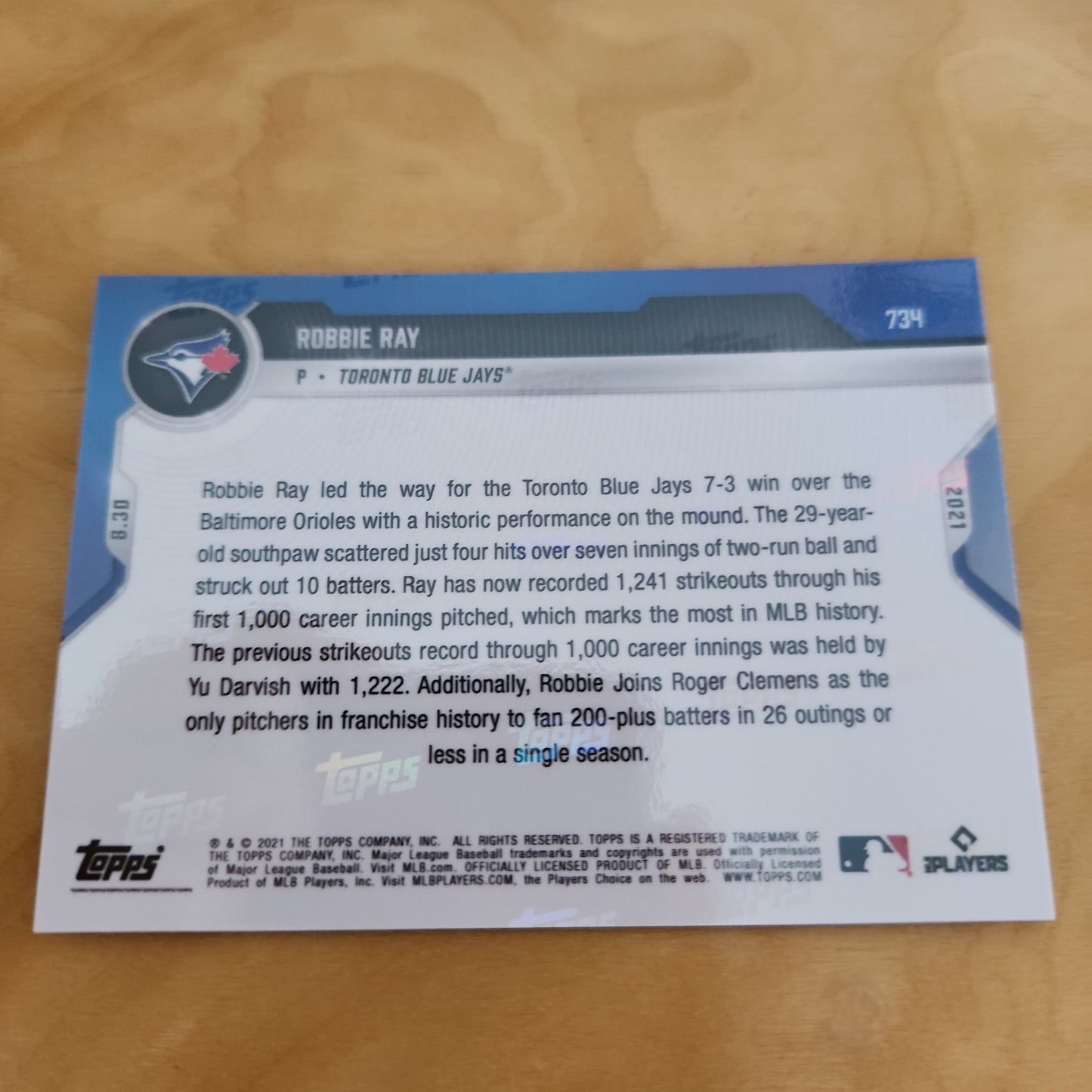 Topps Now Blue Robbie Ray 35/49 #734