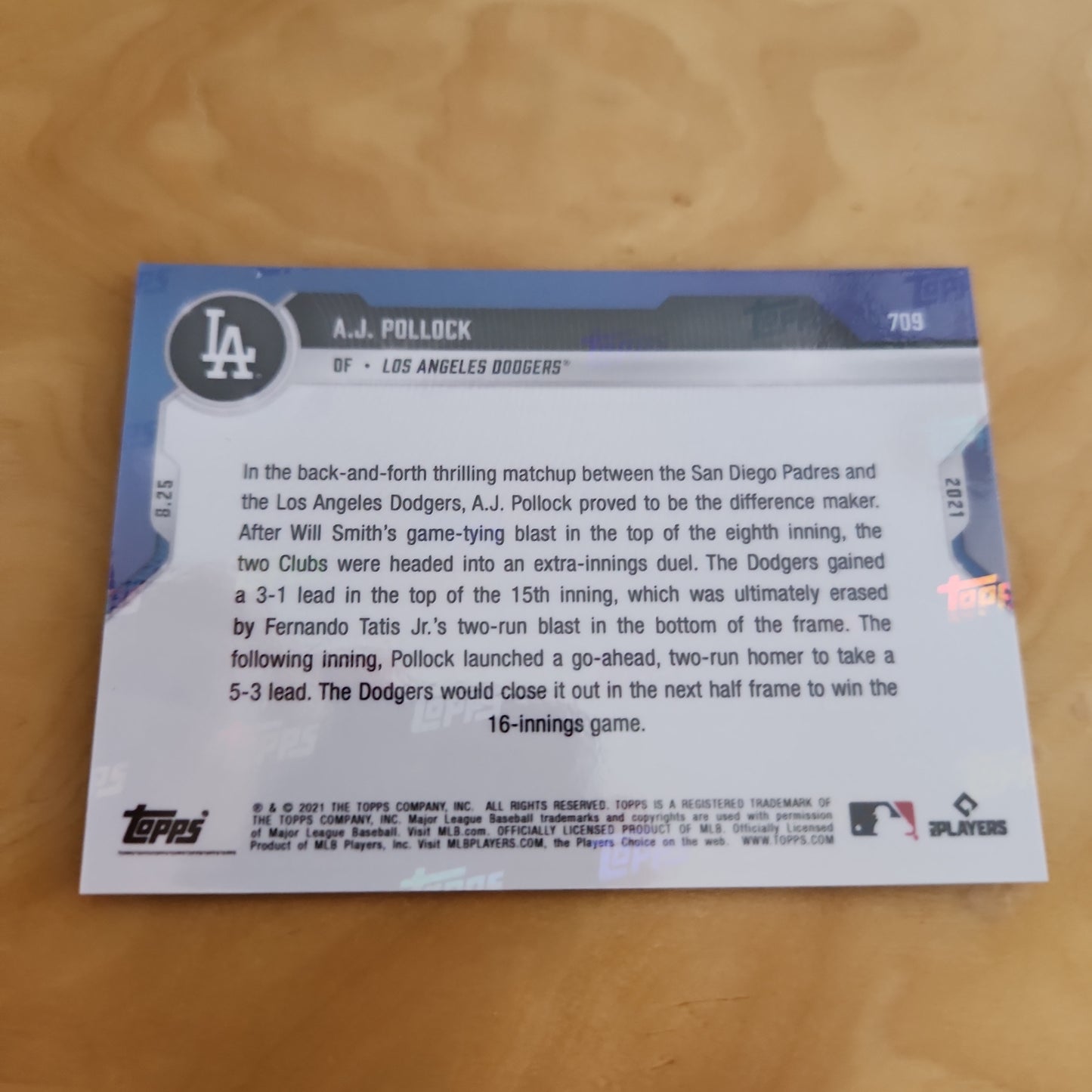 Topps Now Blue A.J. Pollock 10/49 #709