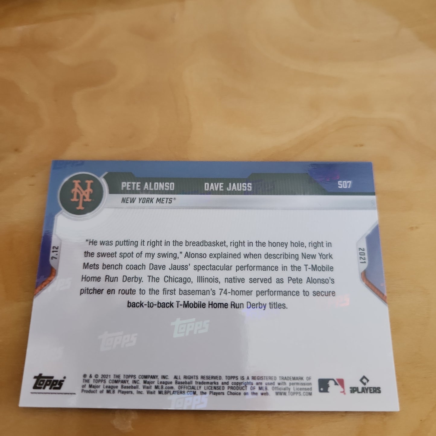 Topps Now Blue Pete Alonso & Dave Jauss 45/49 #507
