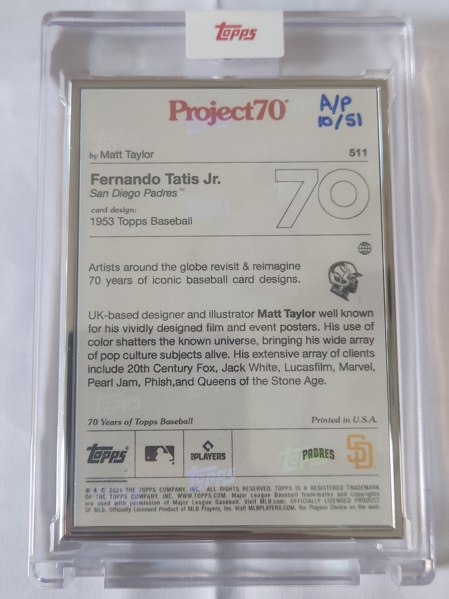 2021 Topps Project70 1953 Fernando Tatis Jr. #510 Artist Proof by Matt Taylor 10/51