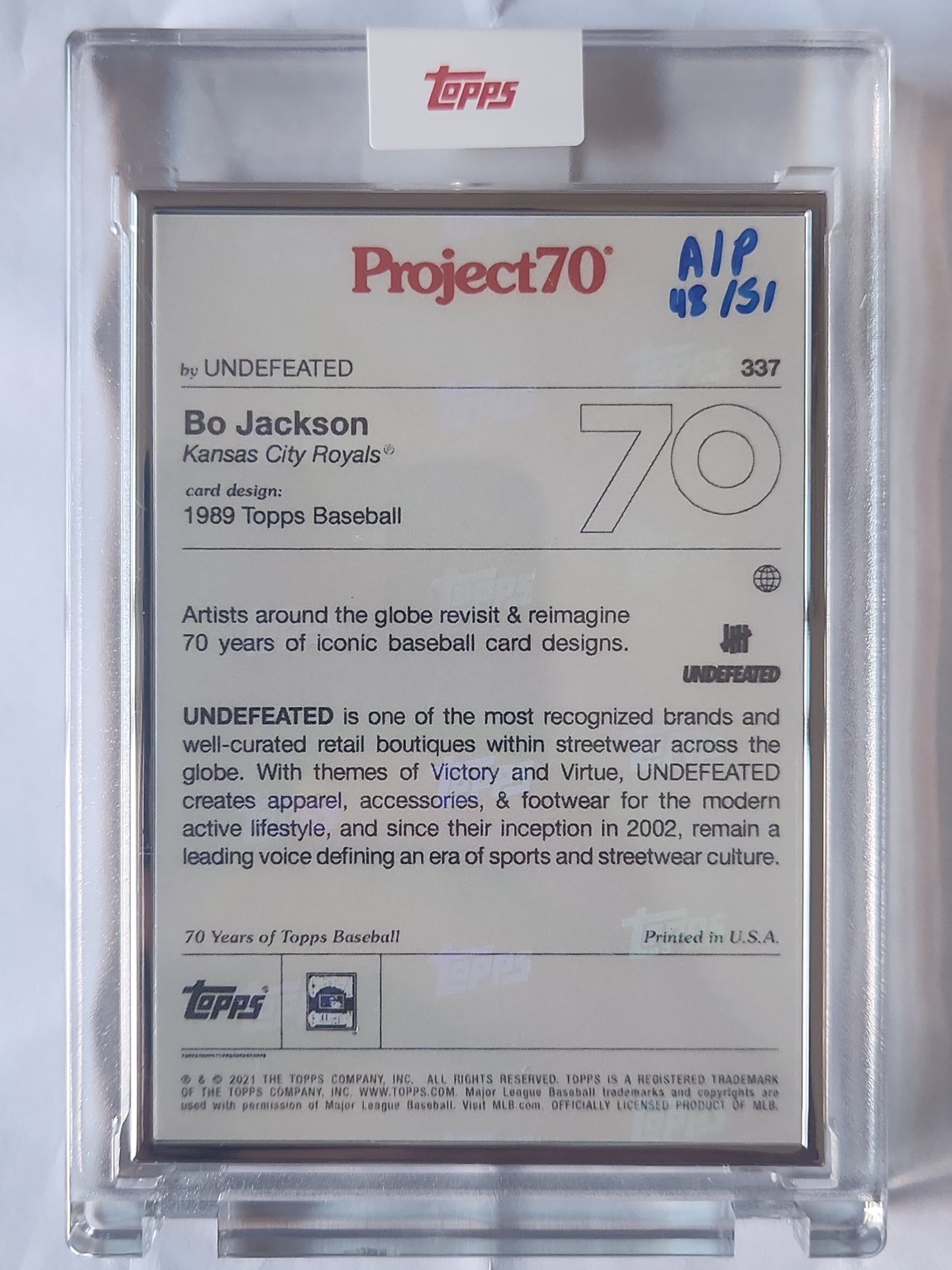 2021 Topps Project70 Bo Jackson #337 Artist Proof by UNDEFEATED 48/51