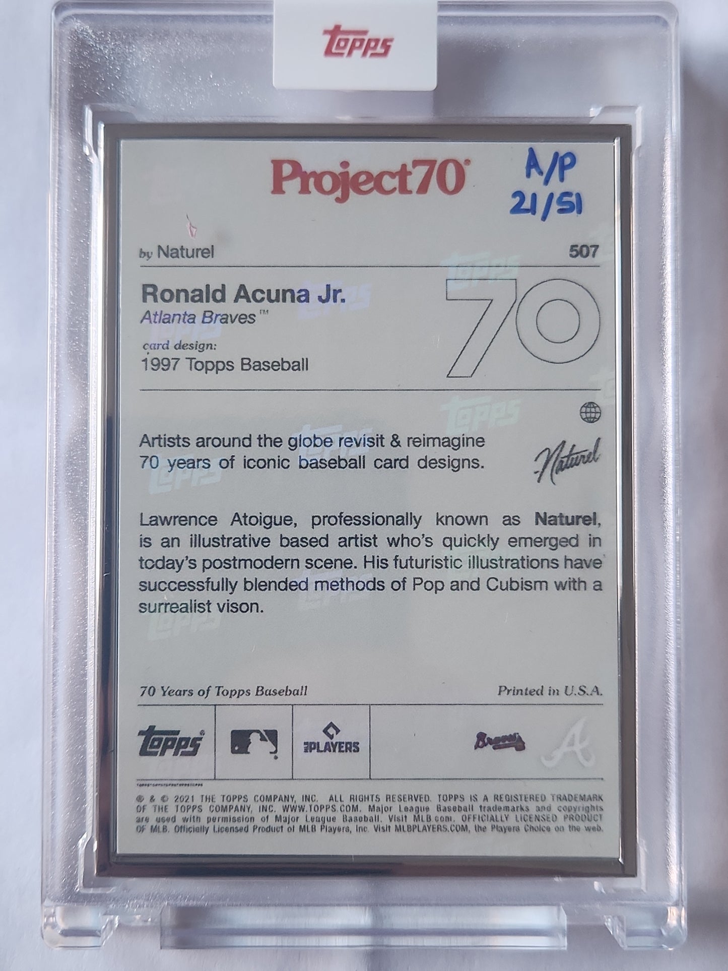 2021 Topps Project70 Ronald Acuna Jr. #507 Artist Proof by Natural 21/51