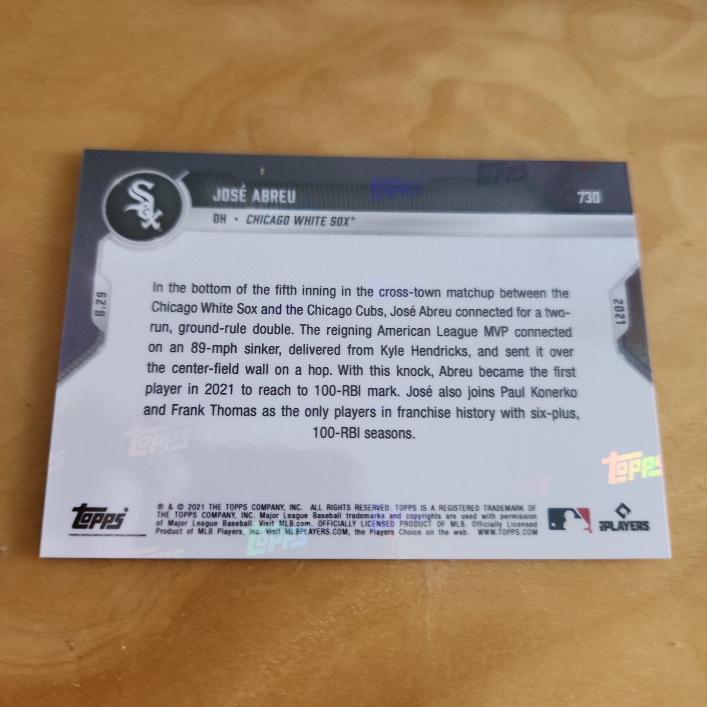 Topps Now Red José Abreu 08/10 #730