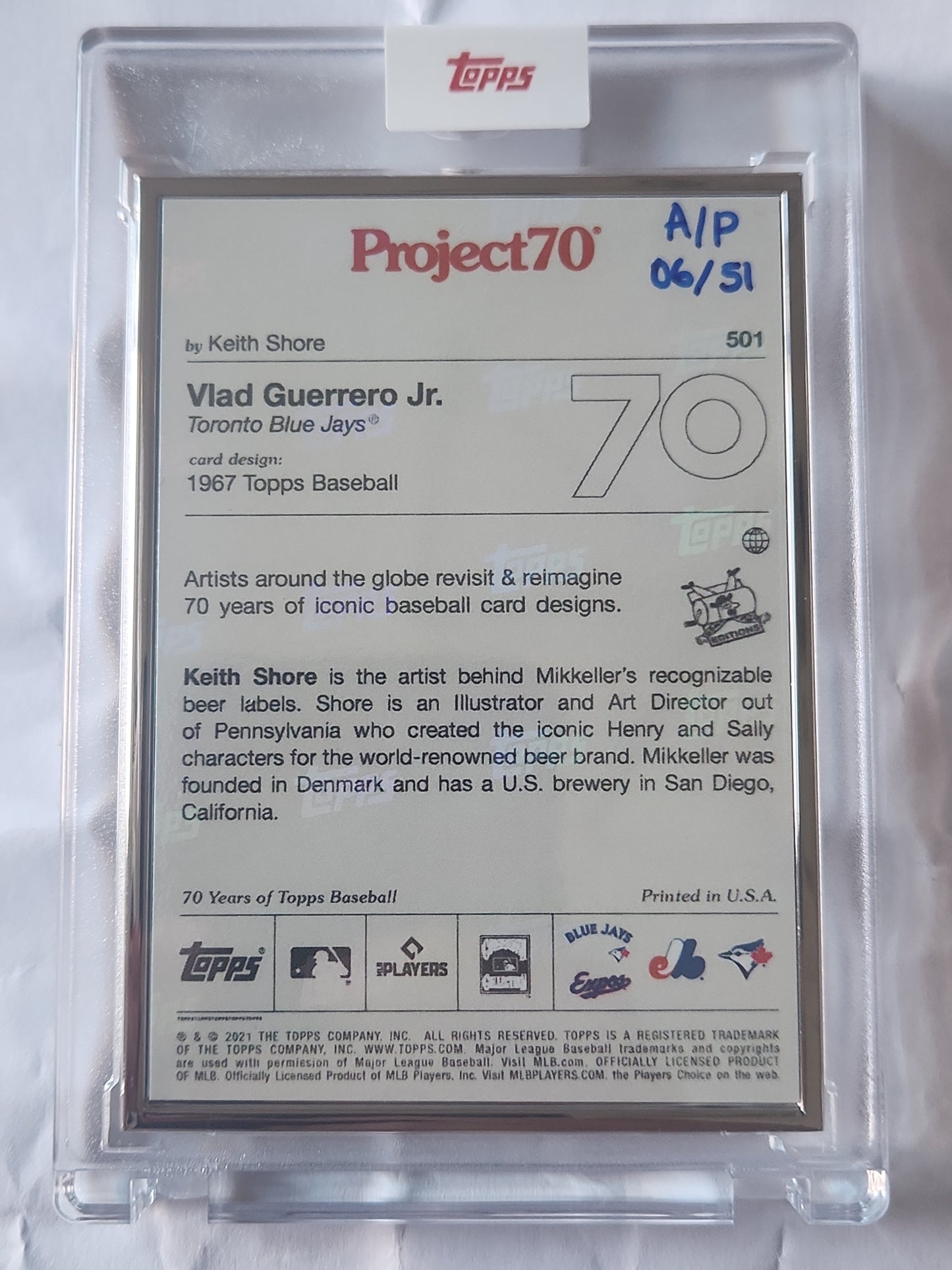 2021 Topps Project70 1967 Valdimir Guerrero Jr. #501 Artist Proof by Keith Shore 06/51