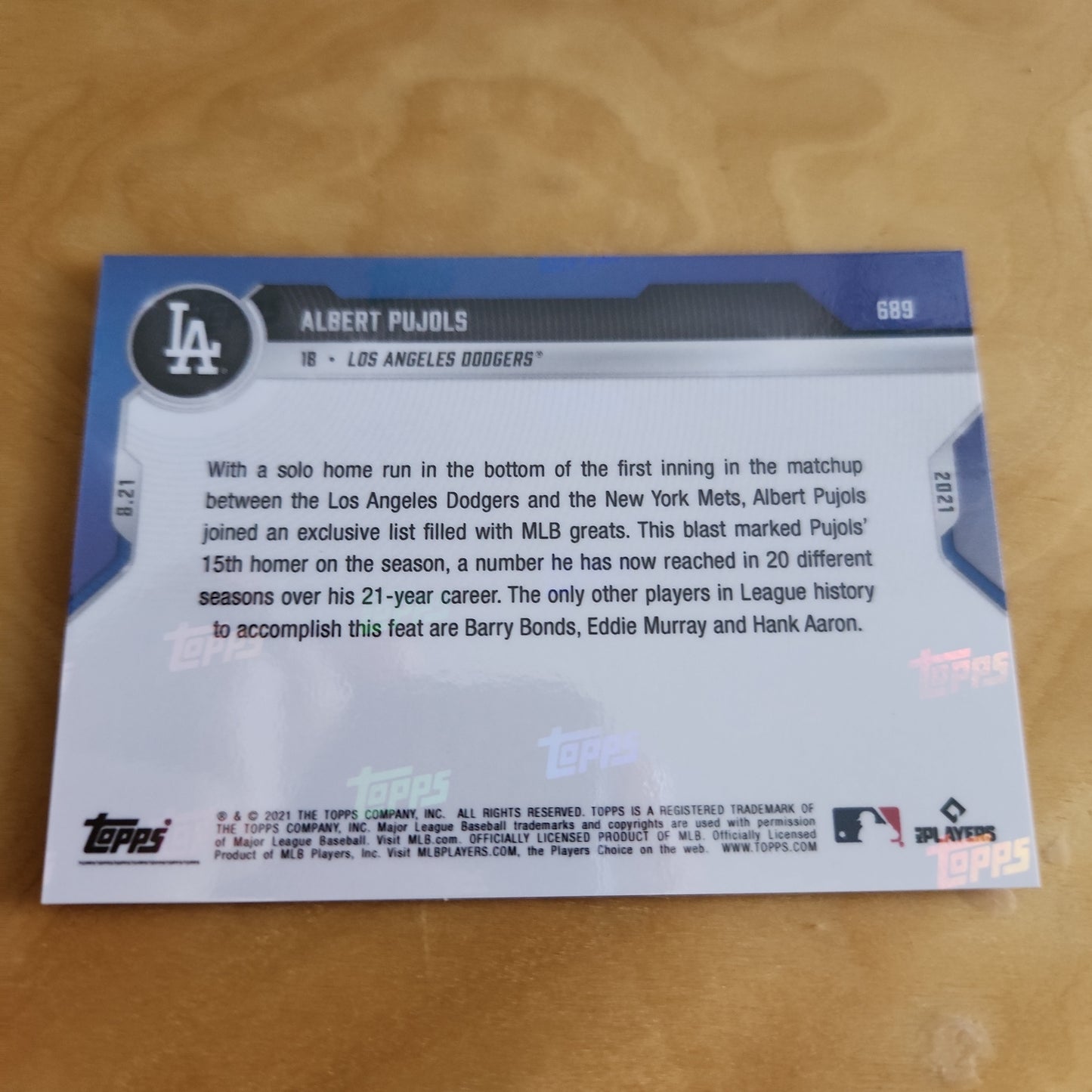 Topps Now Purple Albert Pujols 25/25 #689