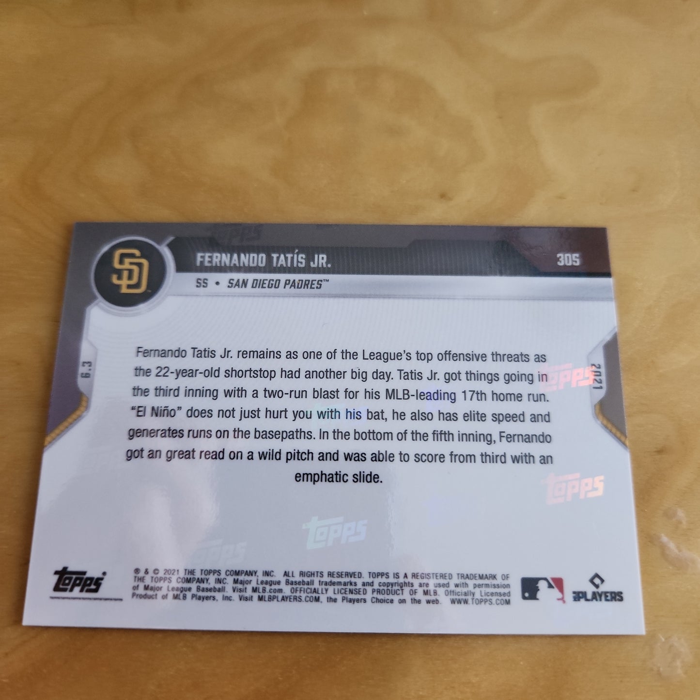Topps Now Purple Fernando Tatis Jr. 18/25 #305