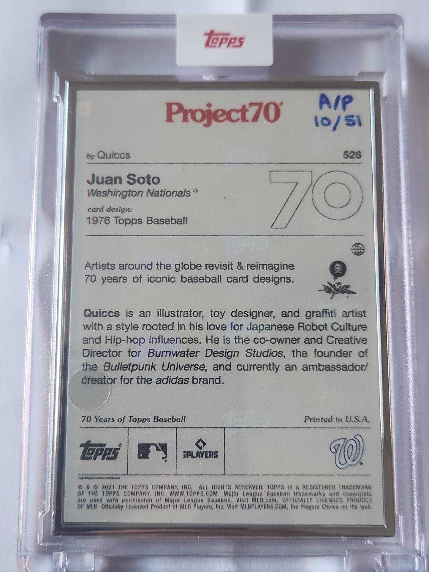 2021 Topps Project70 1976 Juan Soto #526 Artist Proof by Quiccs 10/51