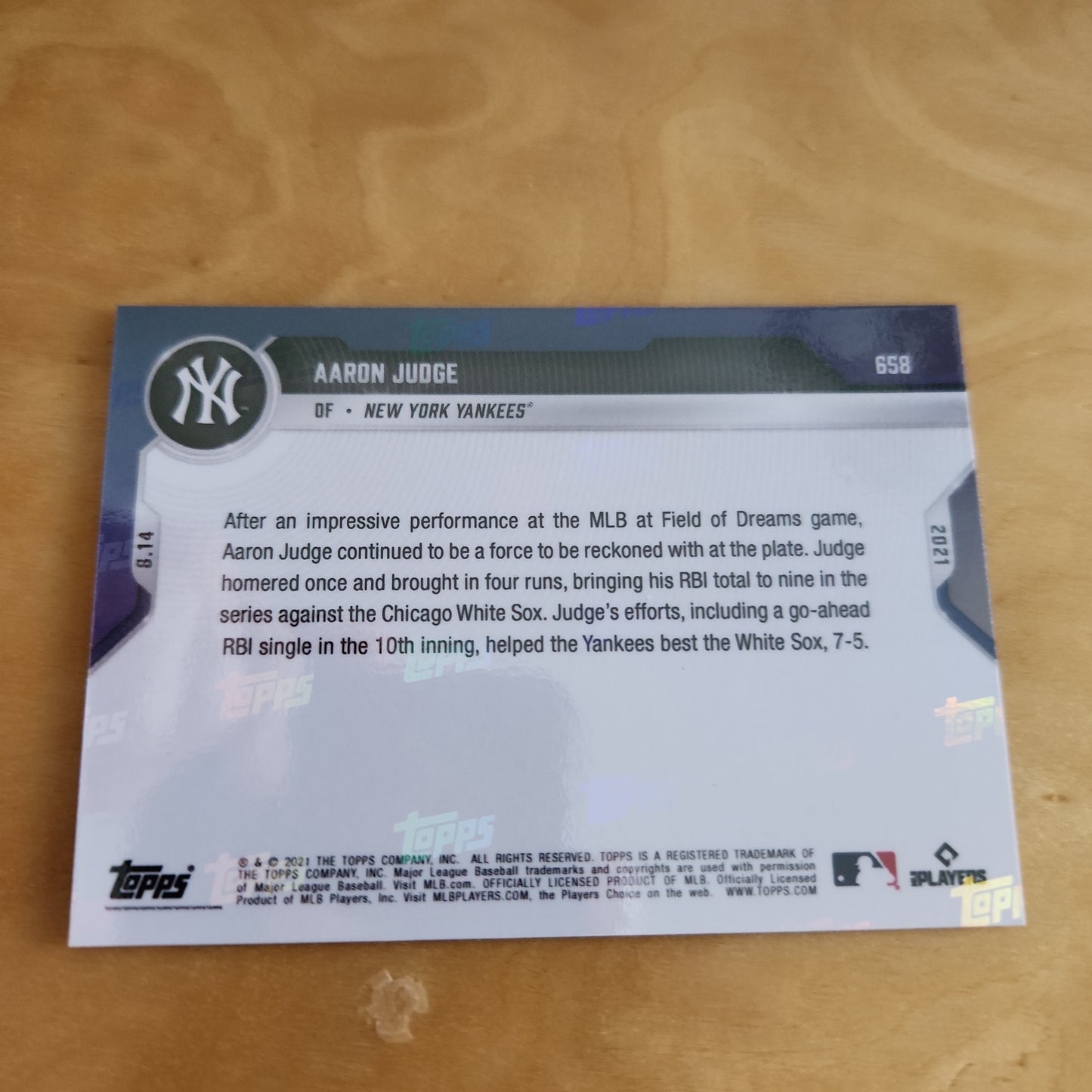 Topps Now Purple Aaron Judge 18/25 #658