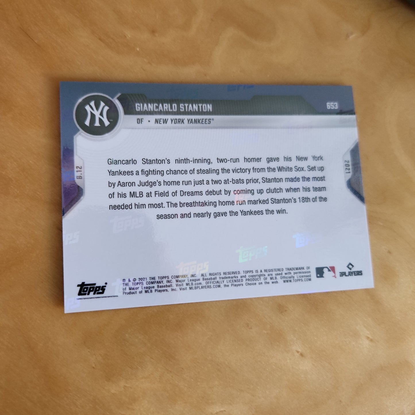 Topps Now Purple Giancarlo Stanton 16/25 #653