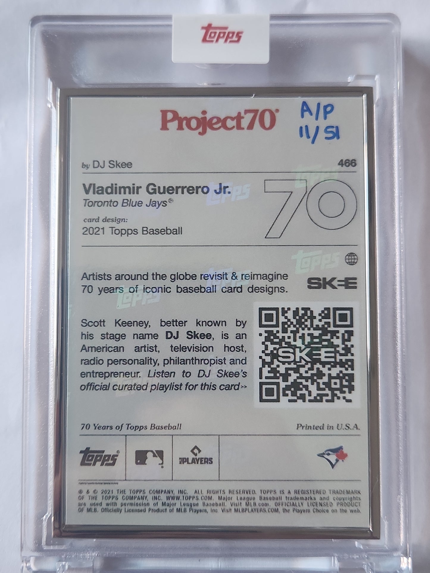 2021 Topps Project70 Vladimir Guerrero Jr #466 Artist Proof by DJ Skee 11/51