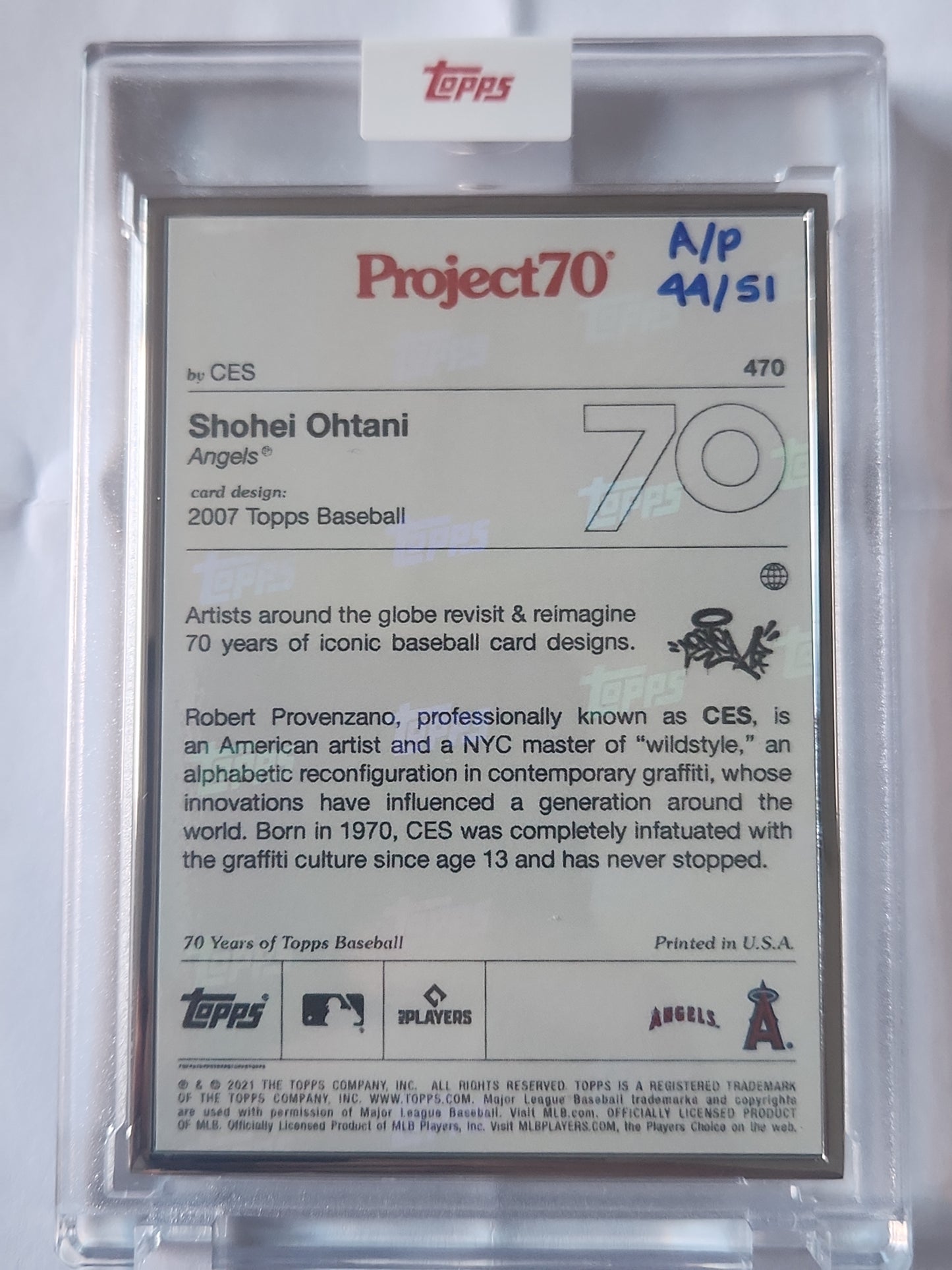 2021 Topps Project70 2007 Shoehi Ohatani #470 Artist Proof by CES 44/51