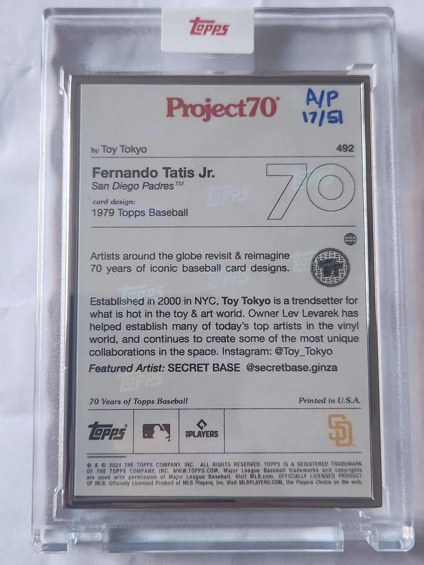 2021 Topps Project70 1987 FernandoTatisJr #492 Artist Proof by Toy Tokyo 17/51