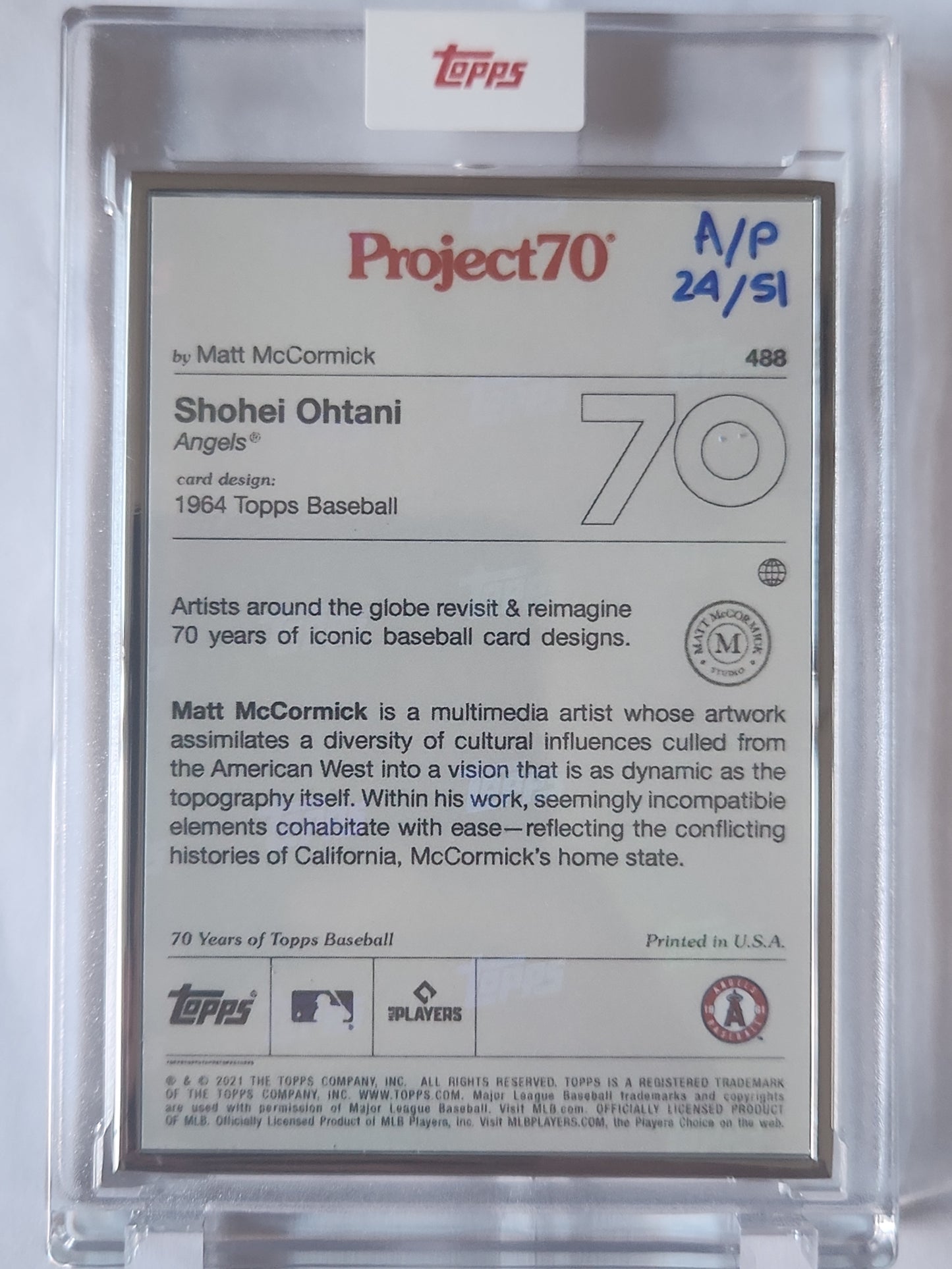 2021 Topps Project70 1964 Shohei Ohtani #488 Artist Proof by Matt McCormick 24/51