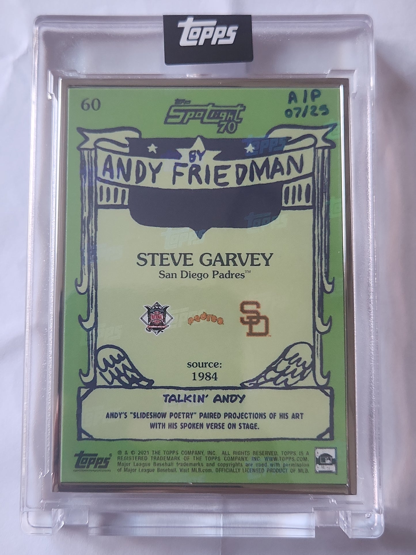 2021 Topps X Spotlight 70 Steve Garvey #60 Artist Proof 07/25