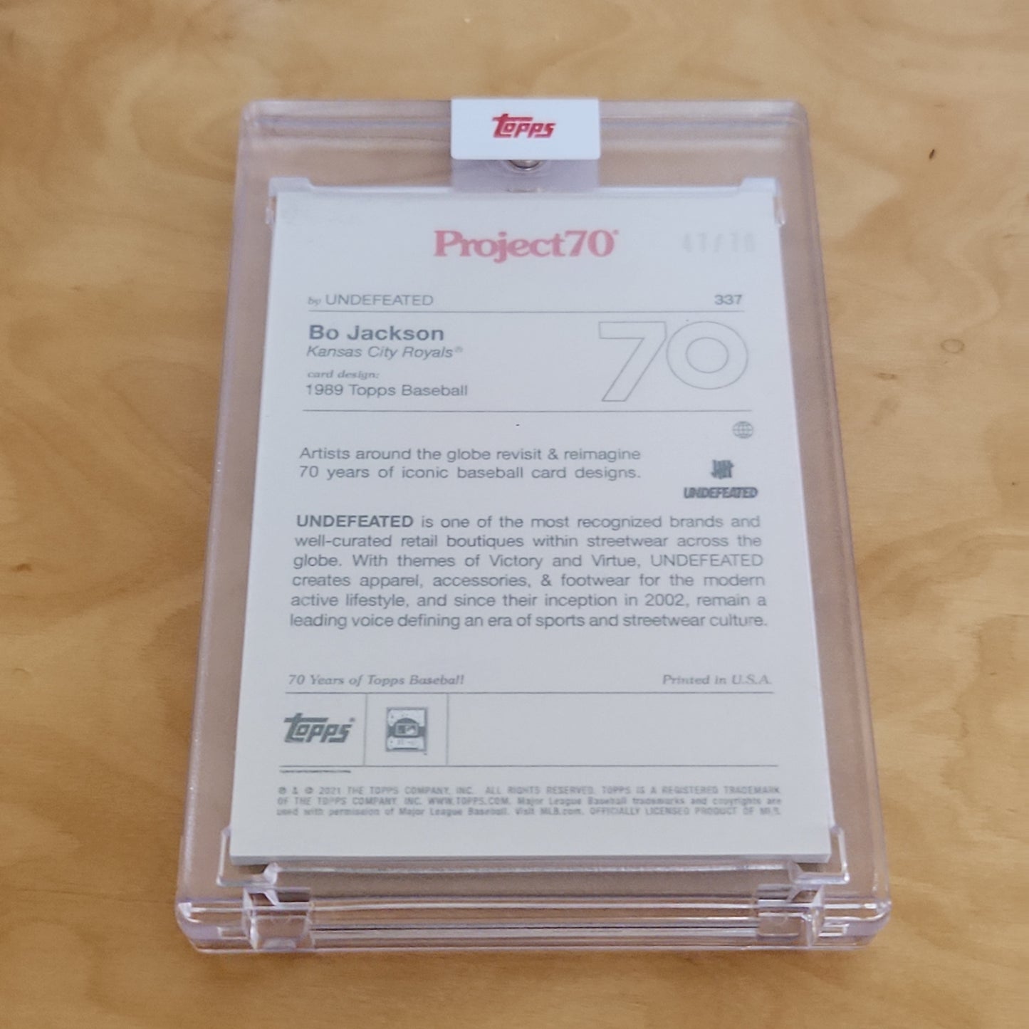 Topps Project 70 Art Rainbow Refractor By: Undefeated Bo Jackson 47/70 #337