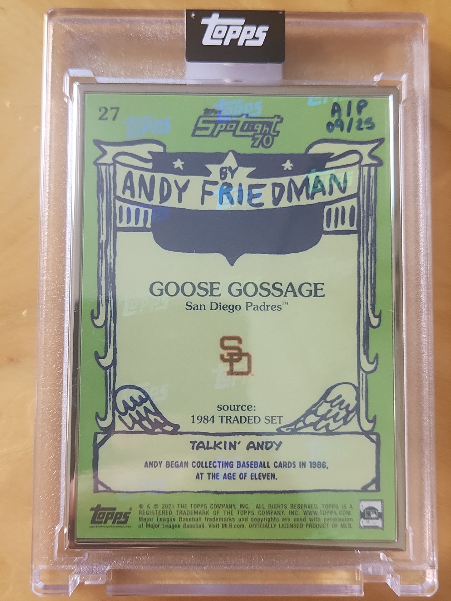 2021 Topps X Spotlight 70 Goose Gossage #27 Artist Proof by Andy Friedman 09/25