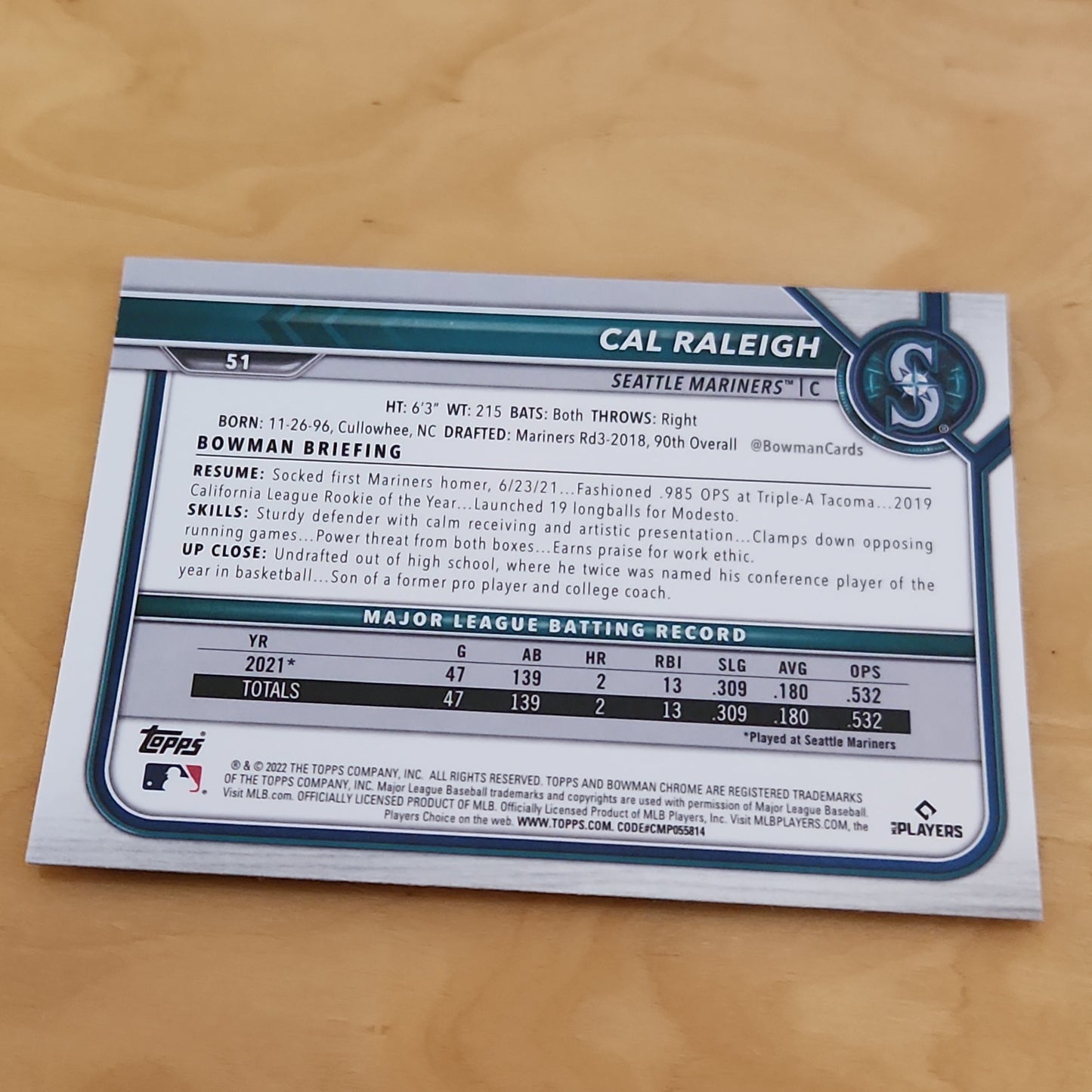 Topps B Chrome Cal Ralrigh RC #51