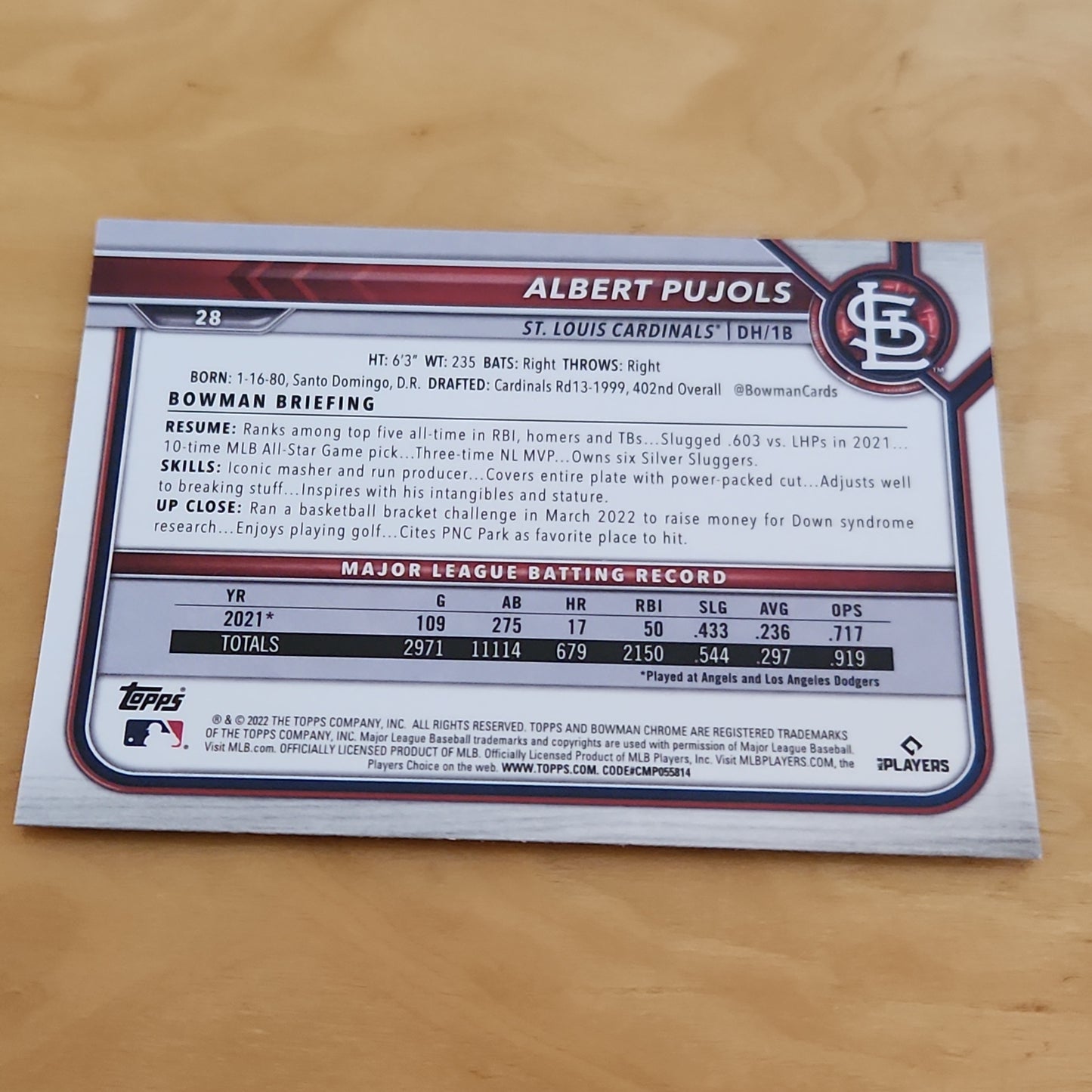 Topps B Chrome Albert Pujols #28