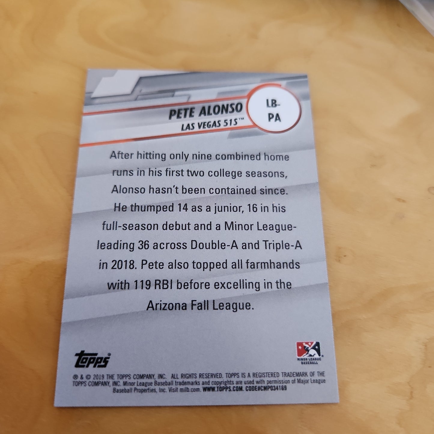 Topps Pete Alonso #LB-PA