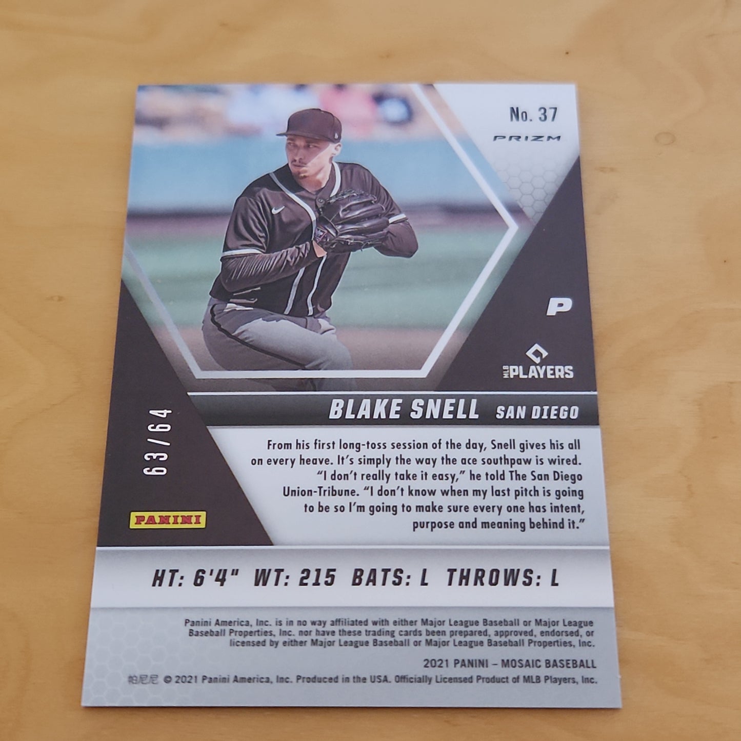 Panini Prizm Mosiac Red & Yellow Blake Snell 63/64 #37