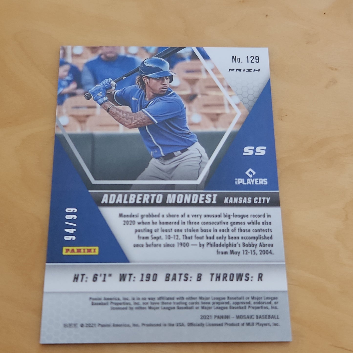 Panini Prizm Mosiac Blue Adalberto Mondesi 94/99 #129
