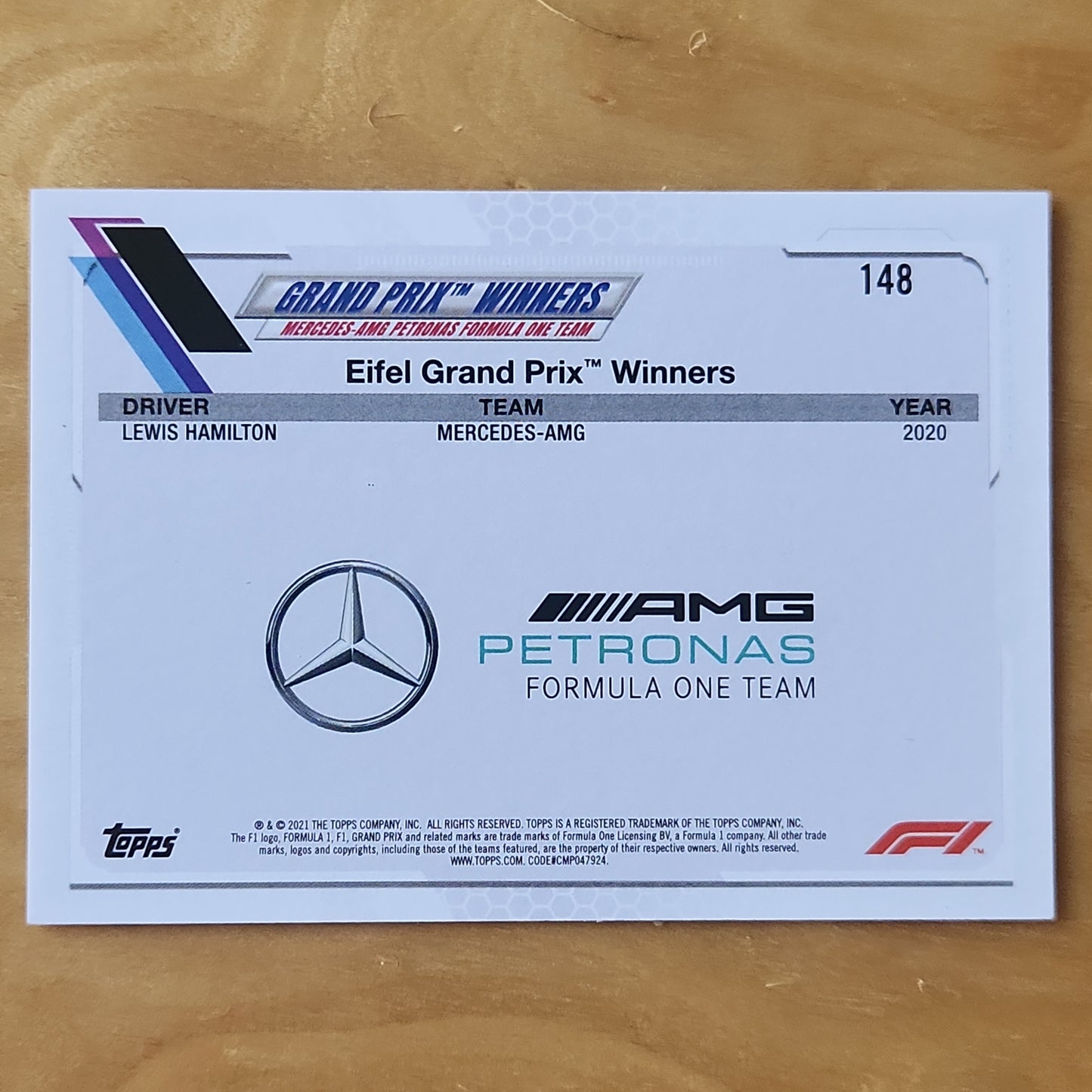 2022 Topps F1 Grand Prix Winner-Eifel Lewis Hamilton #148 Checker Board