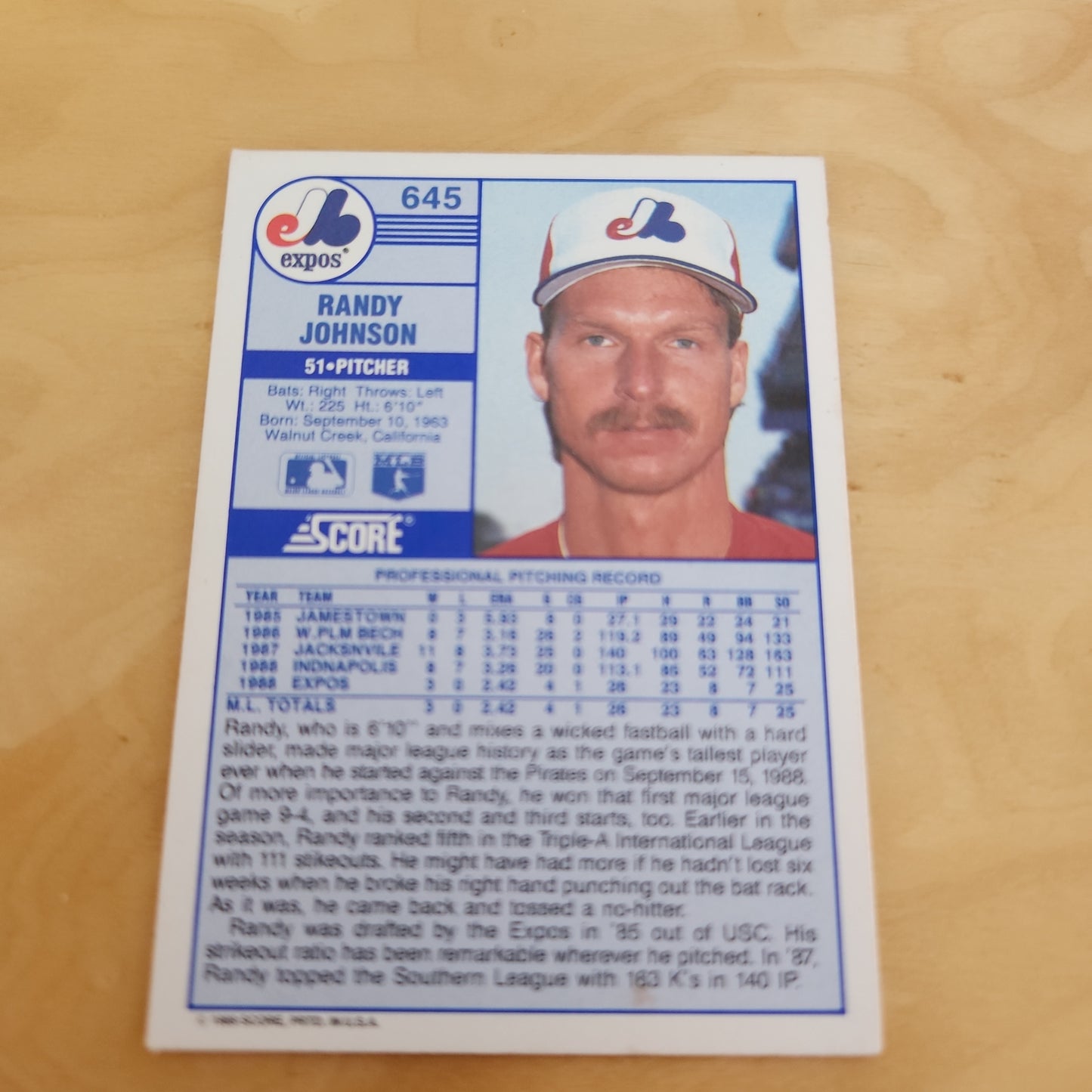 Score Rookie Randy Johson #645