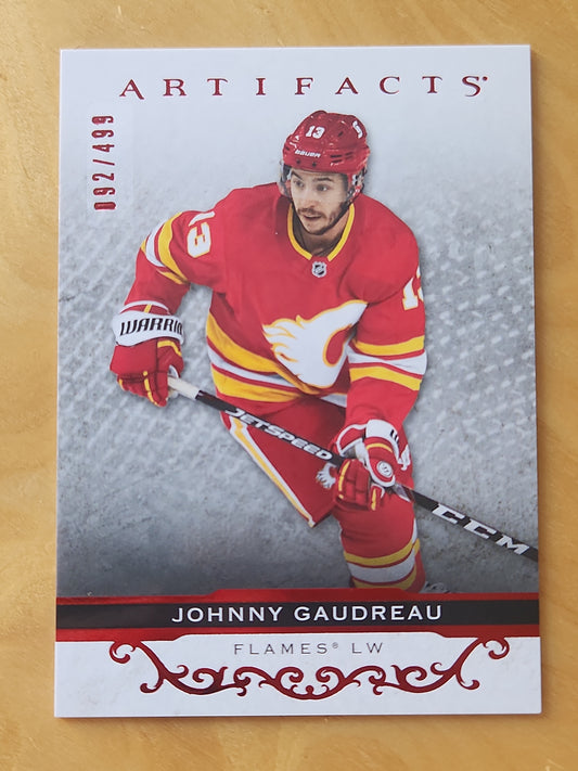 2021-22 UpperDeck Artifacts Johnny Gaudreau #117 Ruby Parallel 092/499