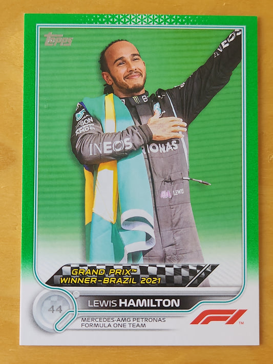 2022 Topps F1 Racing Grand Prix Winner-Brazil 2021 Lewis Hamilton #169 Green 49 /75