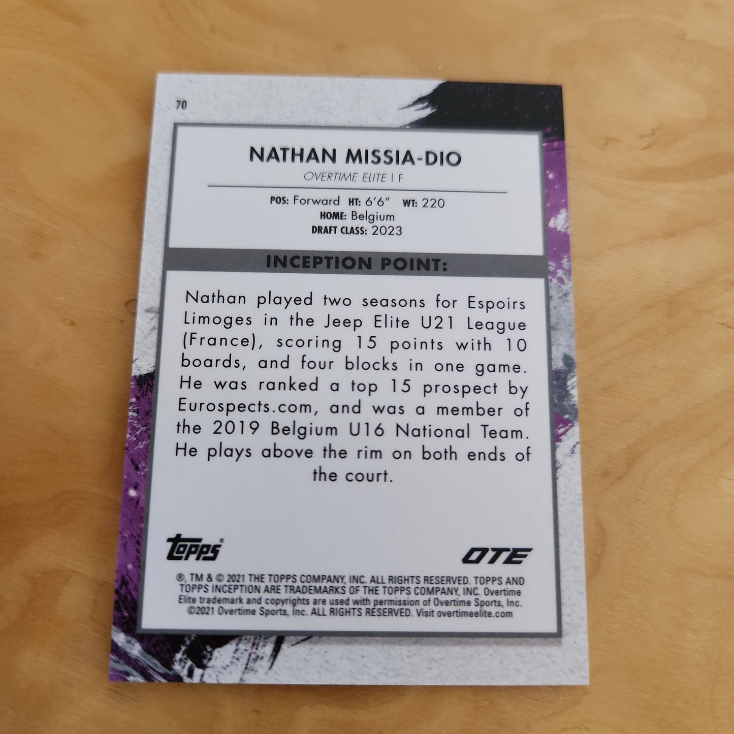 Topps Inception Blue Nathan Missia-Dio RC 049/199 #70