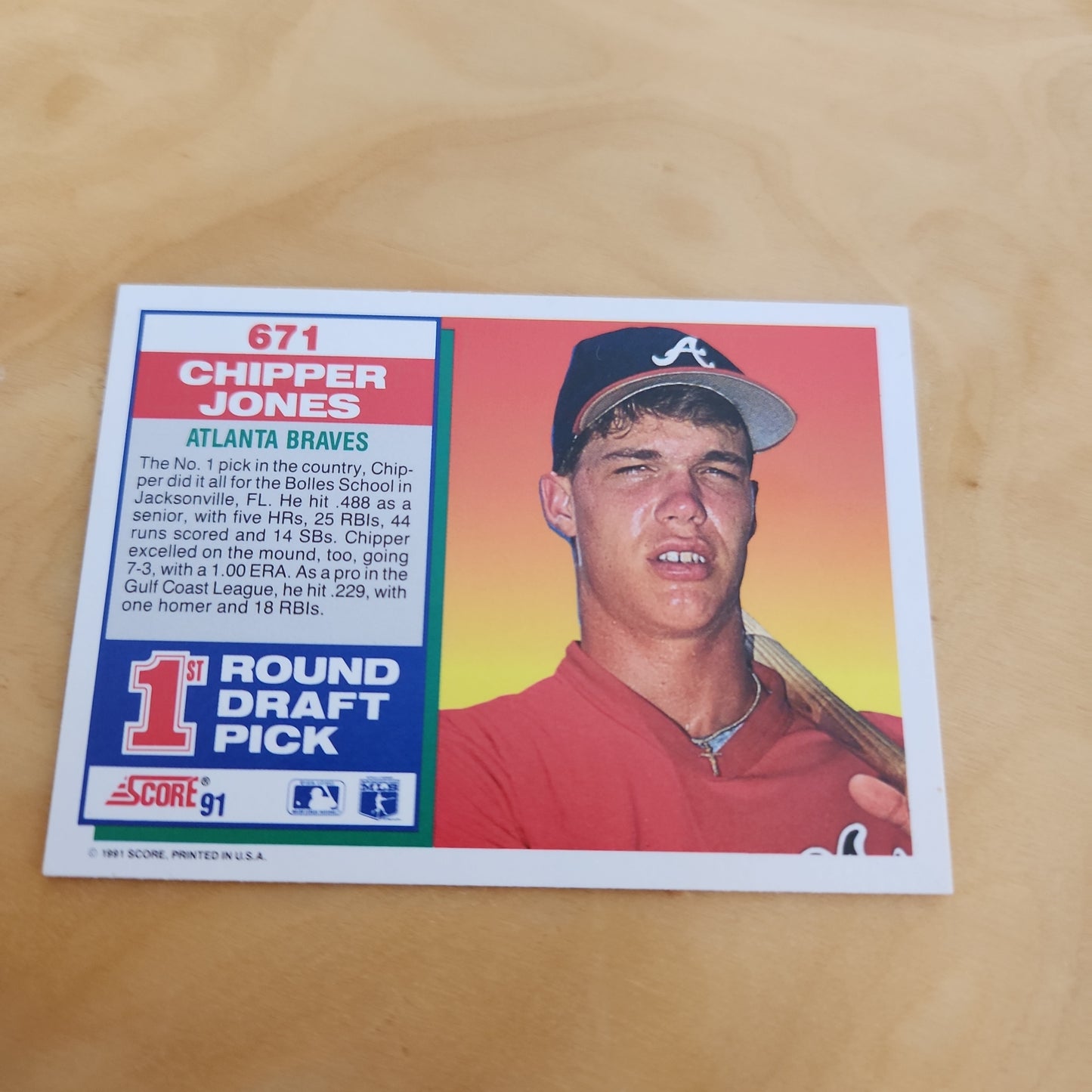 Score 91 1st Round Drafy Pick Chipper Jones #671