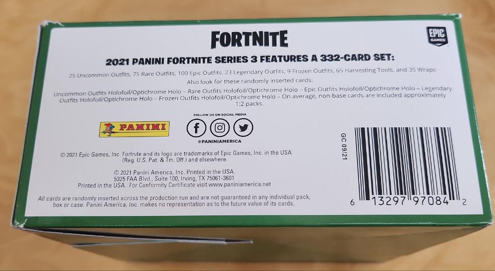 Openned Panini Epic Games Fortnite Series 3