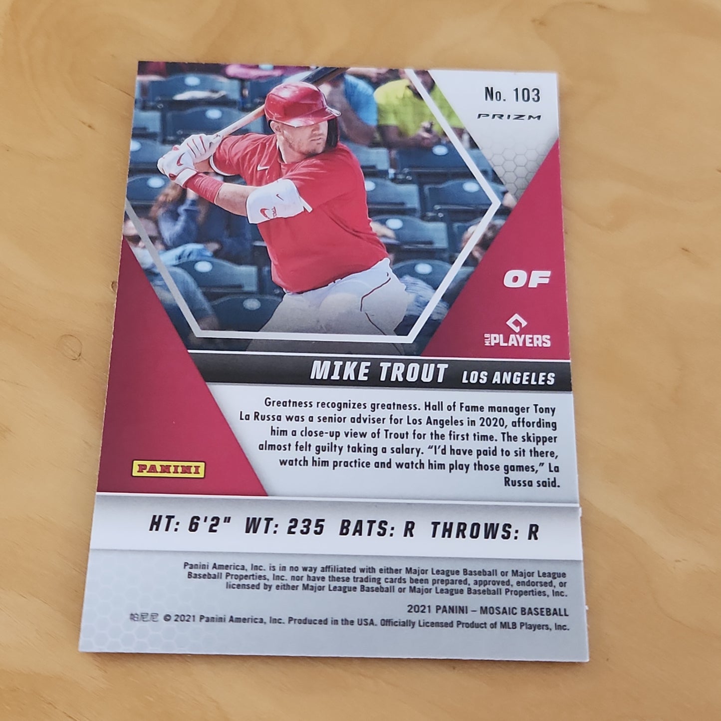 Panini Prizm Mosiac Rainbow Refractor Mike Trout #103