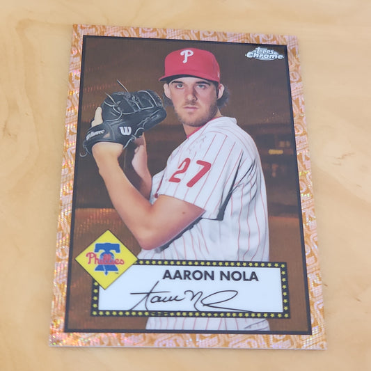 Topps Chrome Orange Refractor  Aaron Nola Auto 44/50 #206