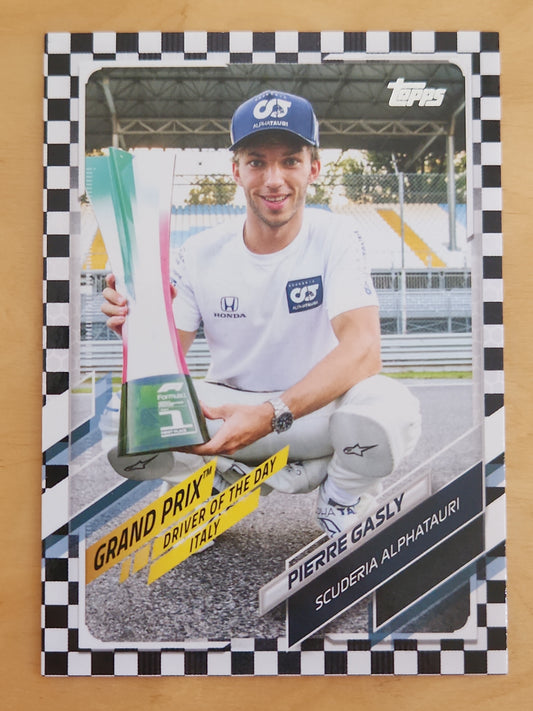 2021 Topps Grand Prix Driver of the Day-Italy Pierre Gasly #163 Checker Flag