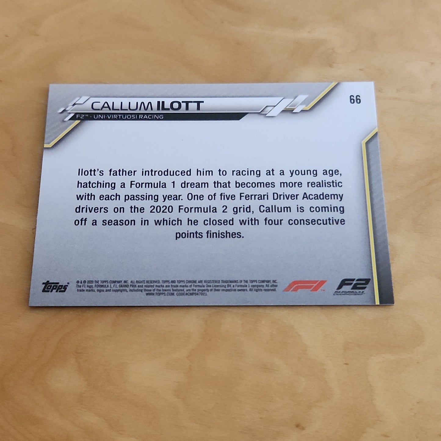 Topps Chrome Saphire Callum Ilott #66