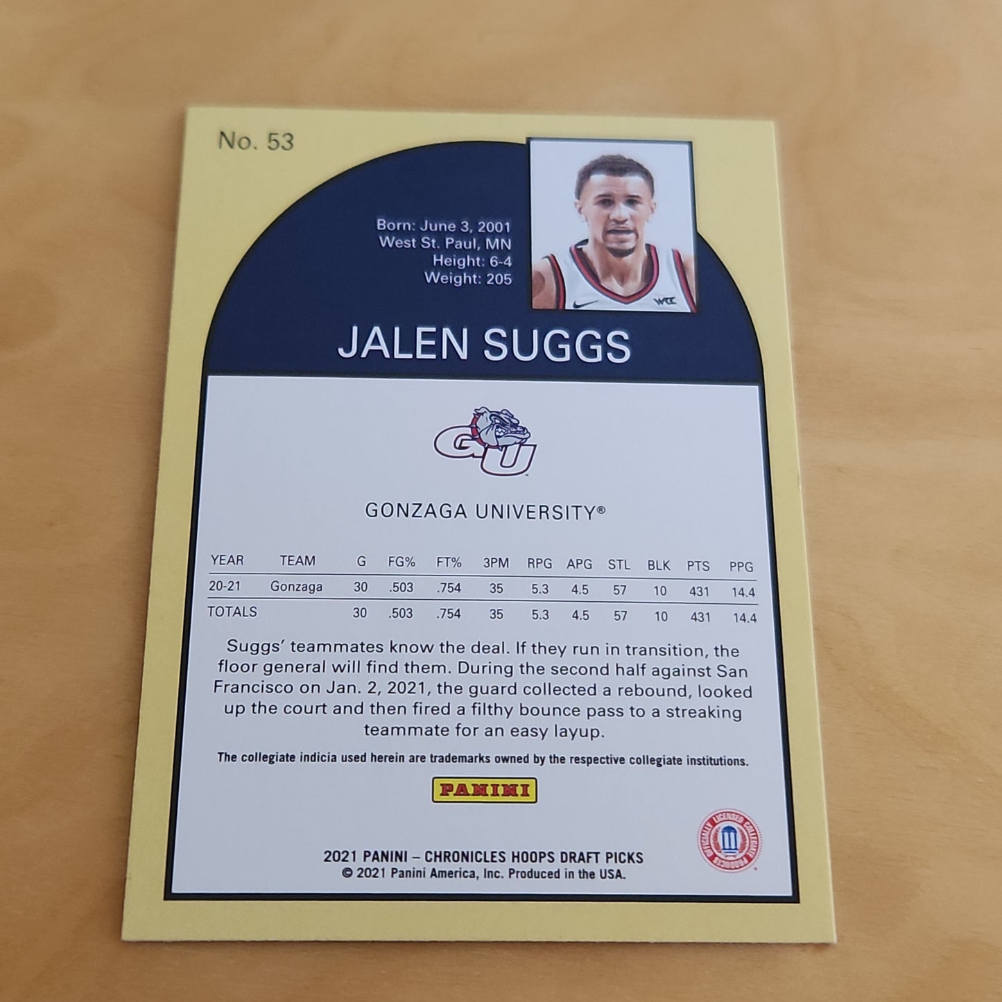 Panini NBA Hoops Green Draft Picks Jalen Suggs RC #53