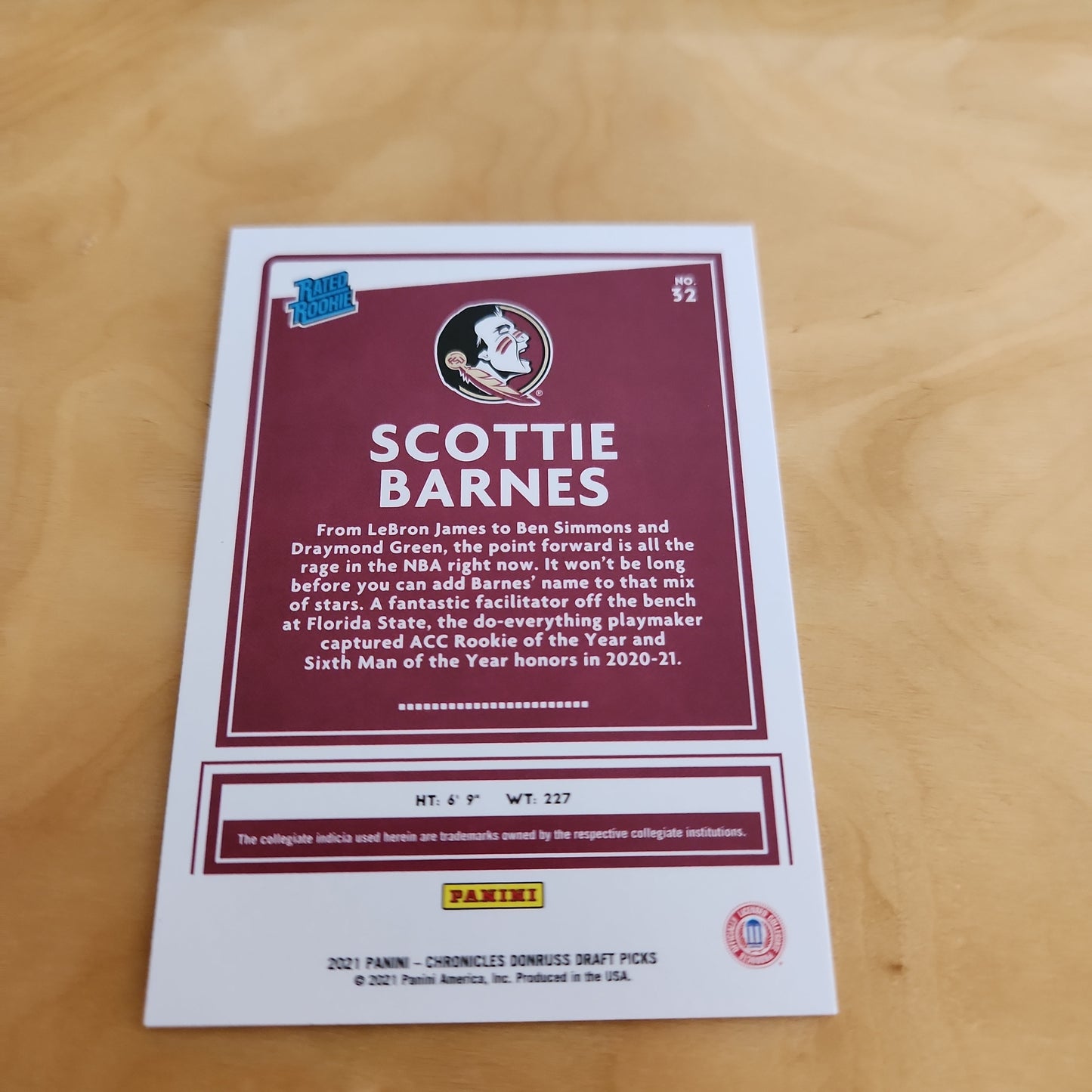 Panini Donruss Rated Rookie Draft Picks Scottie Barnes #32