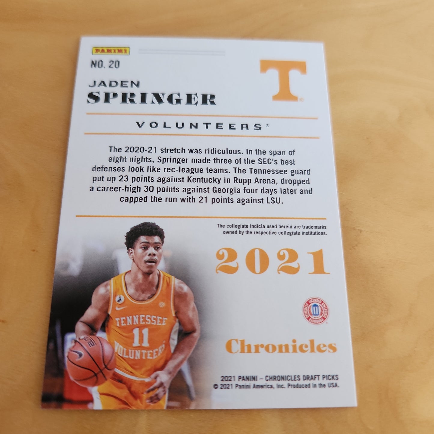 Panini Chronicles Draft Picks Jaden Springer RC #20