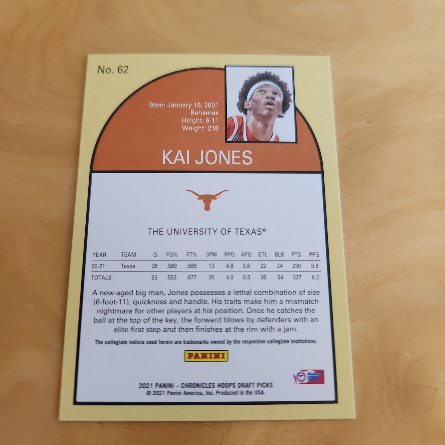 Panini NBA Hoops Draft Picks Kia Jones RC #62