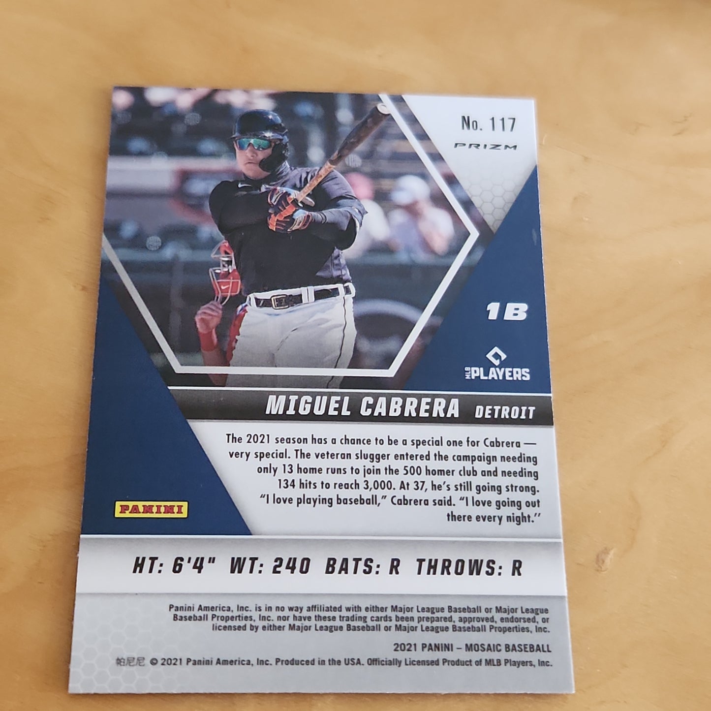 Panini Prizm Mosiac Red Miguel Cabrera #117