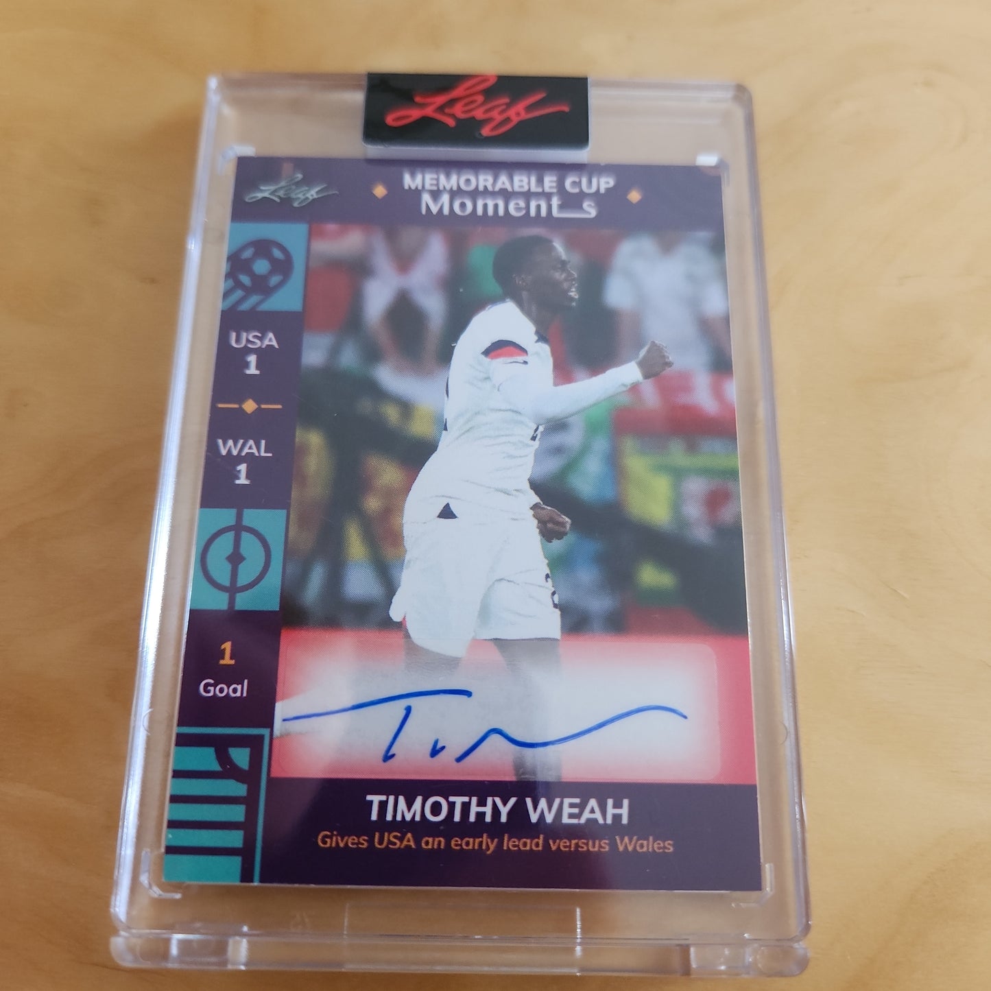 Leaf Memorable Cup Moments Tomothy Weah Auto 1/27 #MCA-TW1