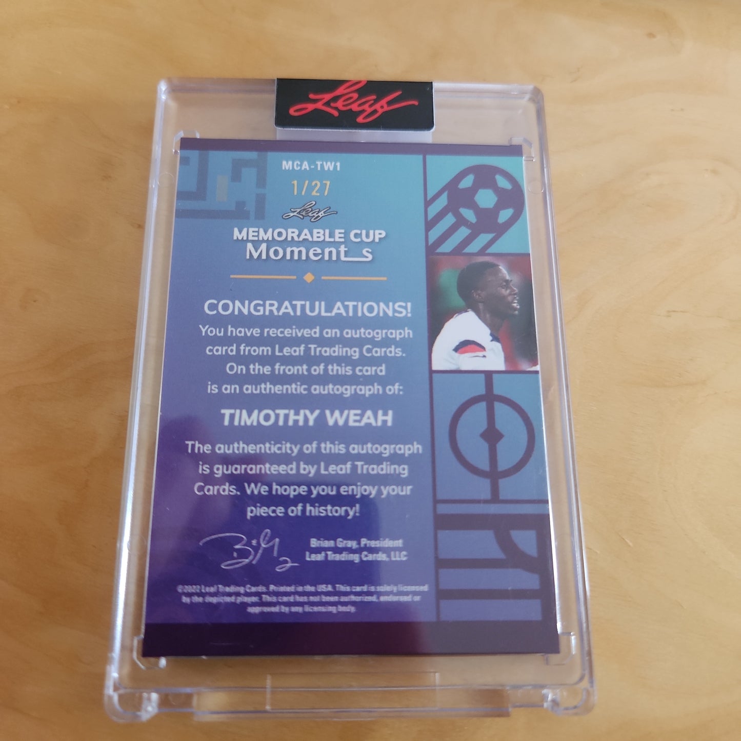 Leaf Memorable Cup Moments Tomothy Weah Auto 1/27 #MCA-TW1