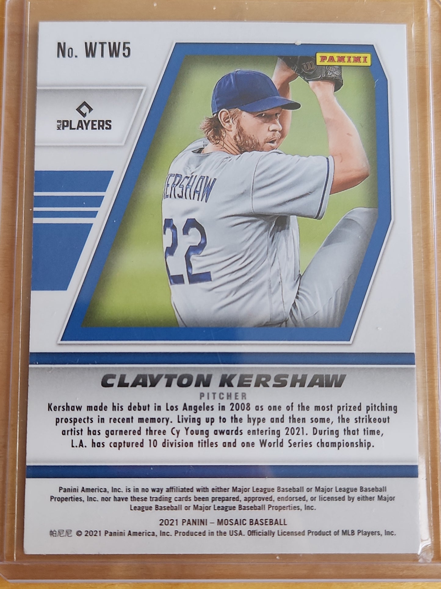 2021 Panini Mosaic Will to Win Clayton Kershaw #WTW5