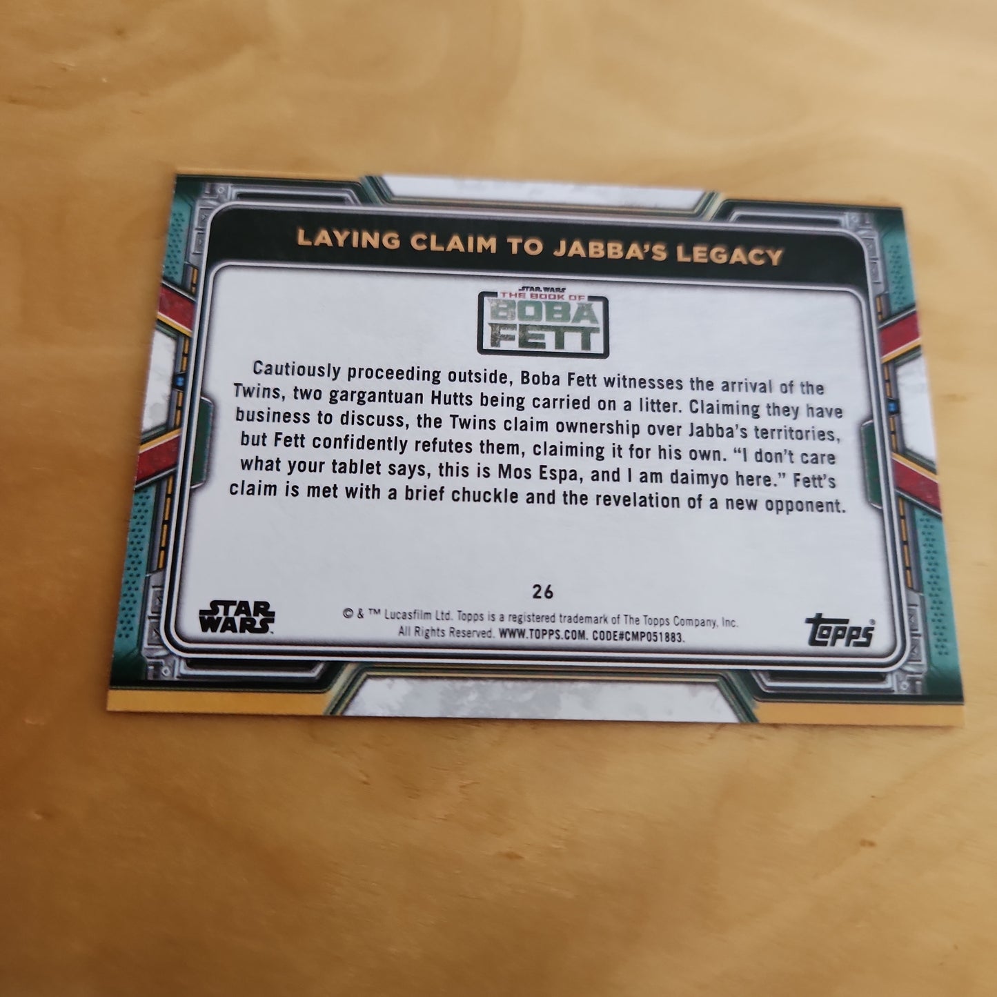 Topps Purple Star Wars Laying Claim To Jabba's Legacy #26