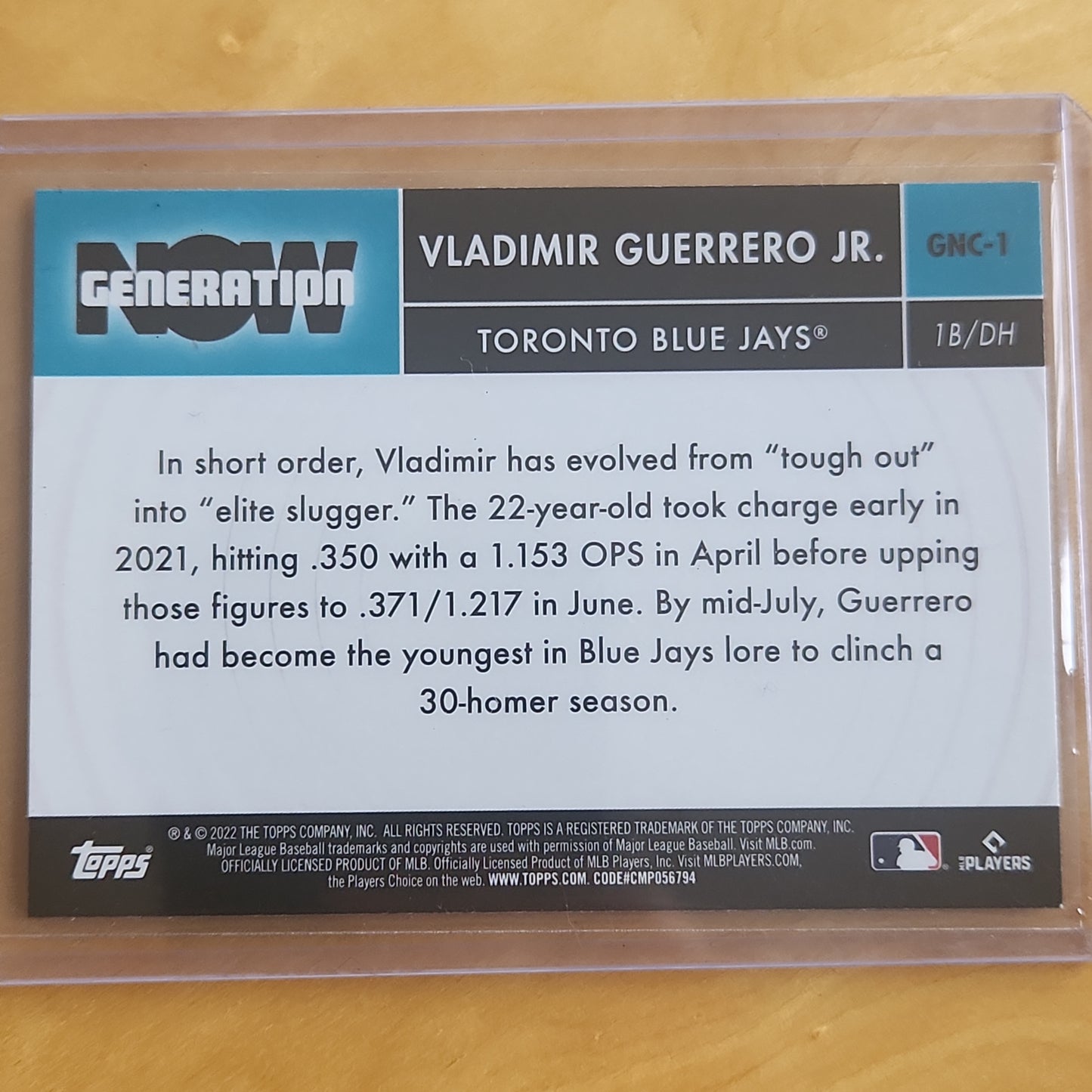 2022 Topps Chrome Vladimir Guerrero Jr. Generation Insert Refractor #GNC-1 Toranto Blue Jays