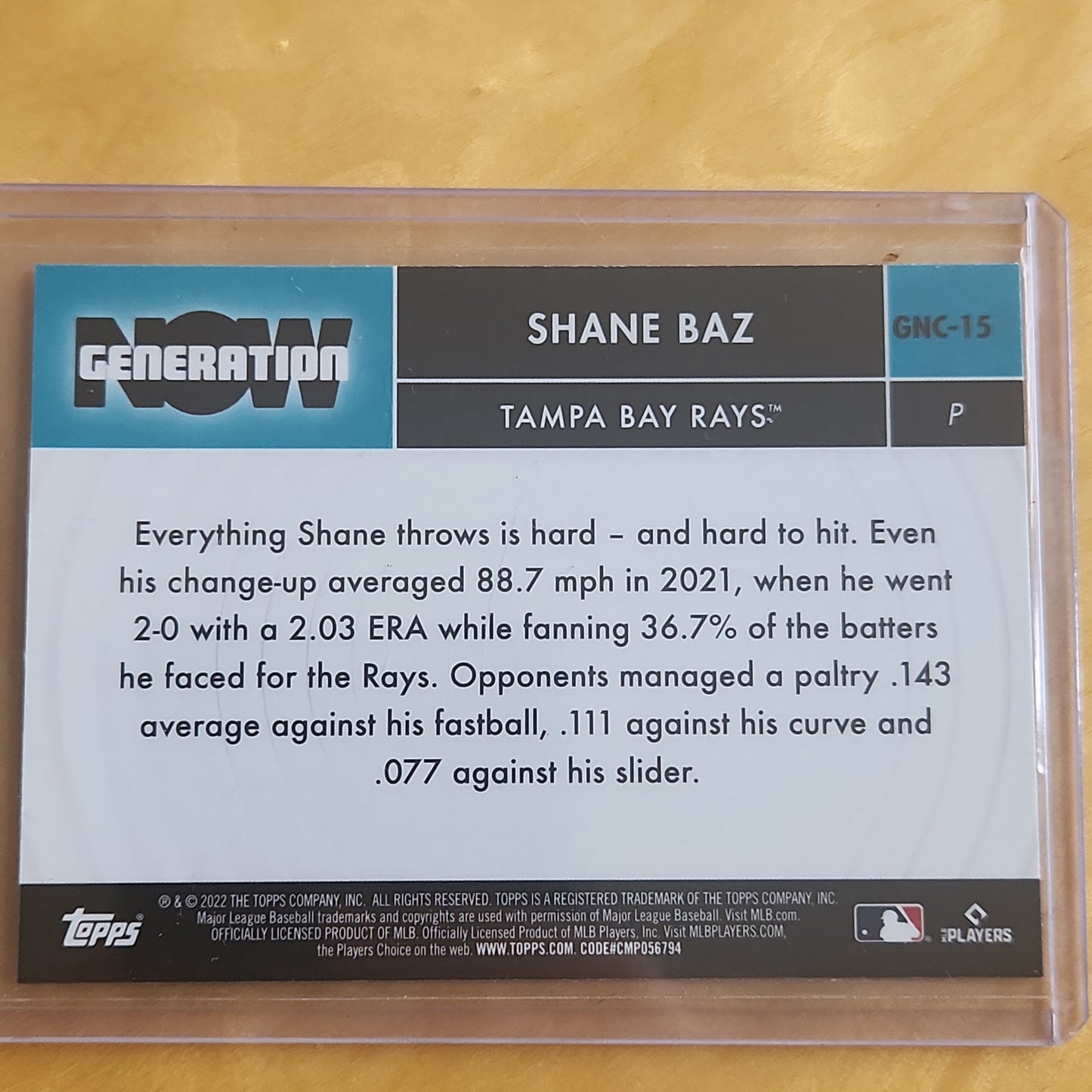 2022 Topps Chrome Shane Baz Generation Insert Refractor #GNC-15 Tampa Bay Rays