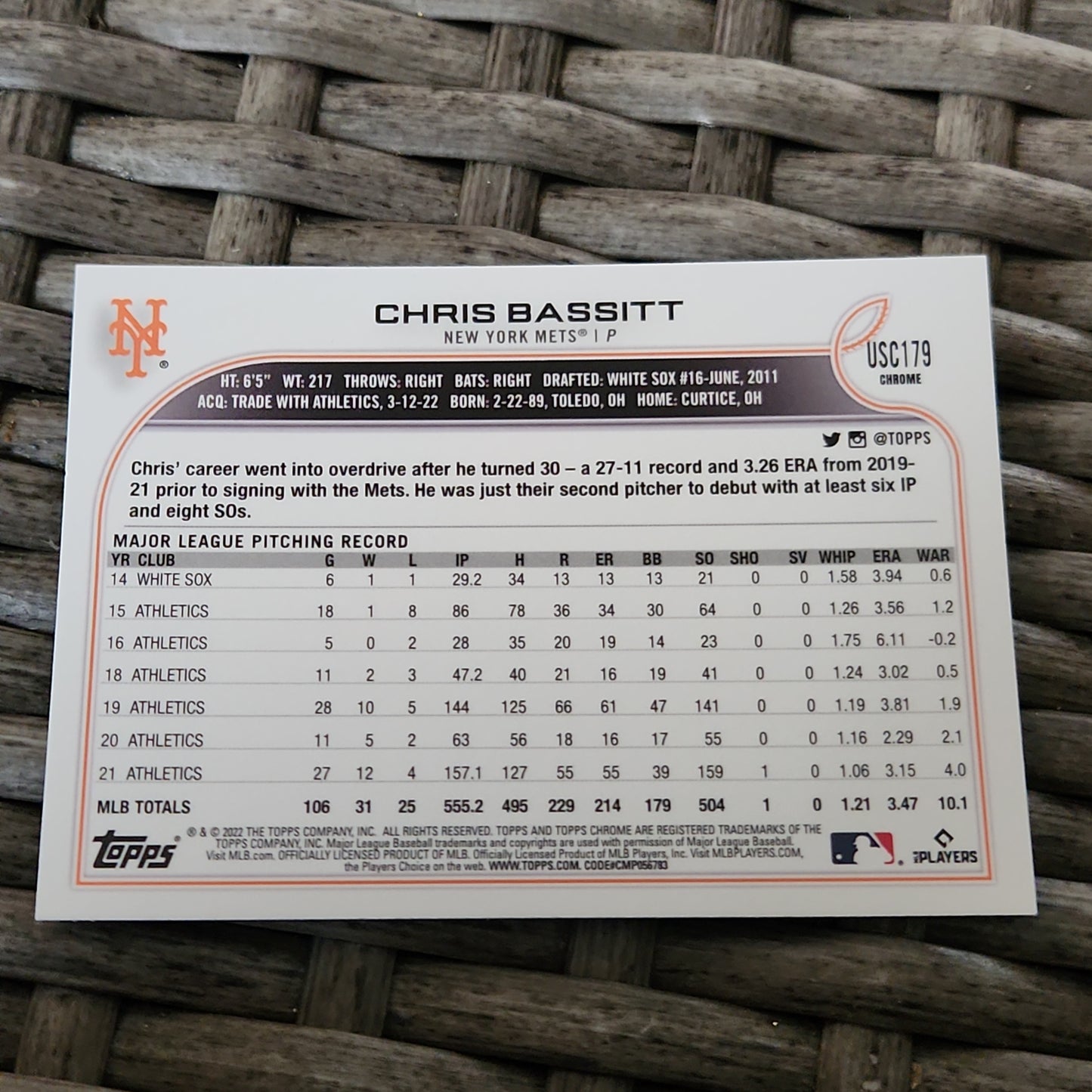 Topps Chrome Purple Chris Bassitt #USC179