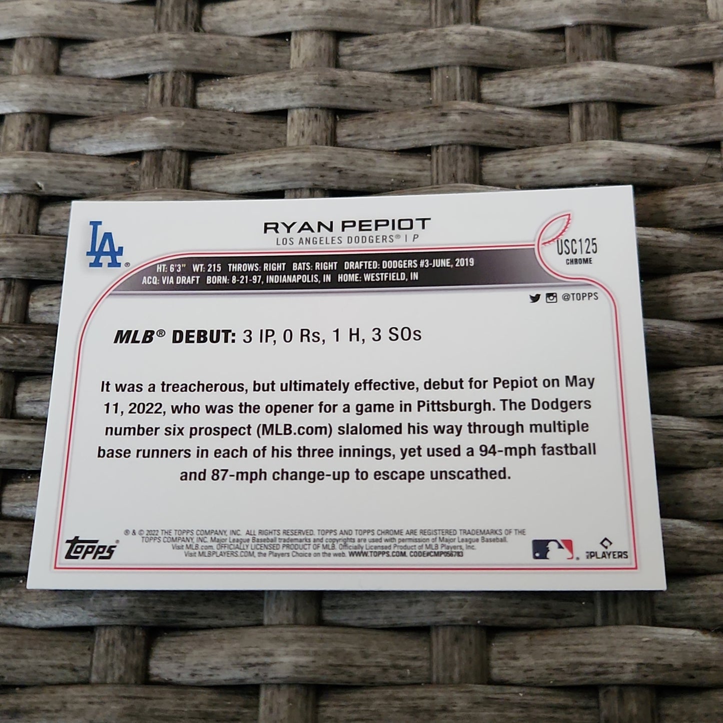 Topps Chrome Purple Ryan Pepiot RC #USC125