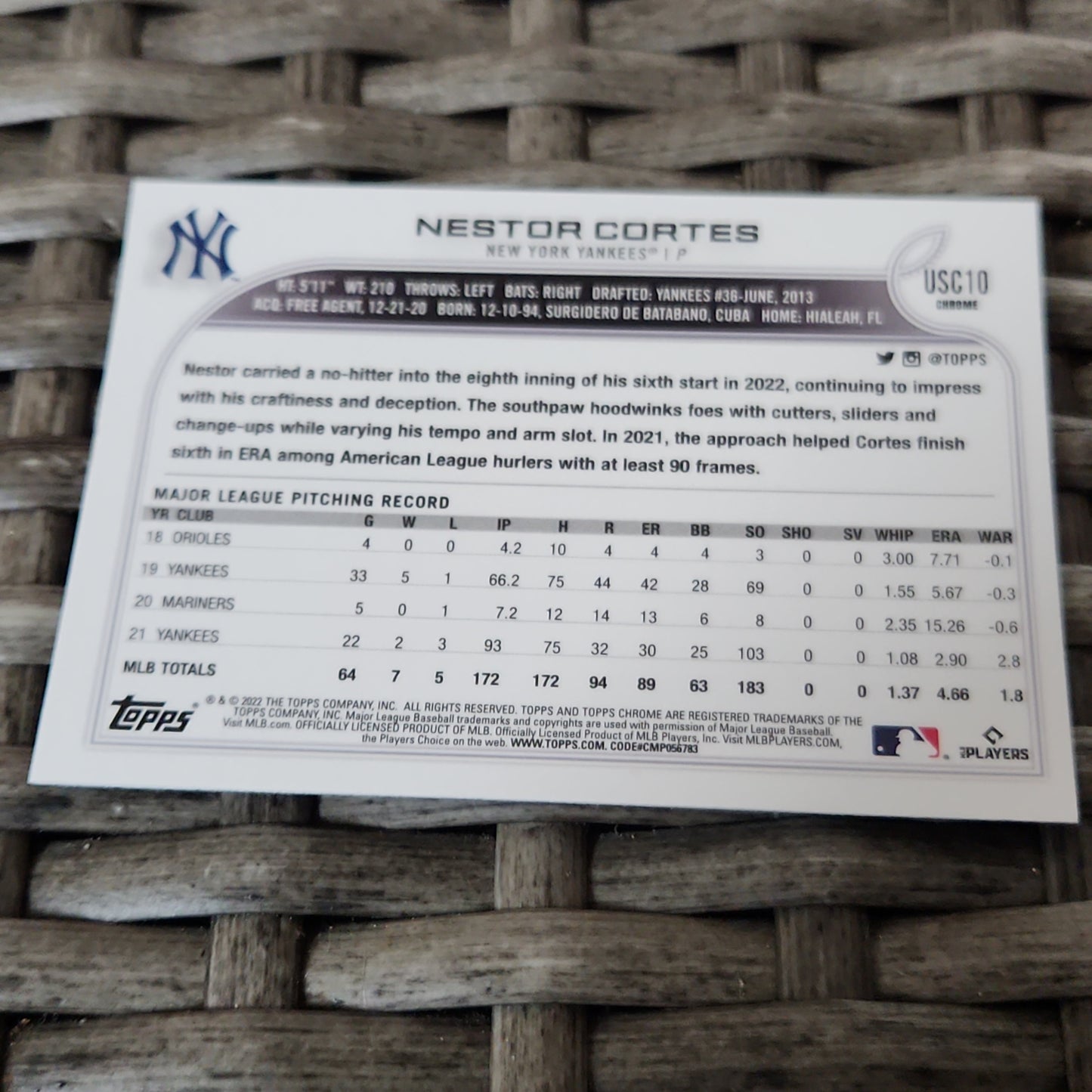 Topps Chrome Purple Nestor Cortes #USC10